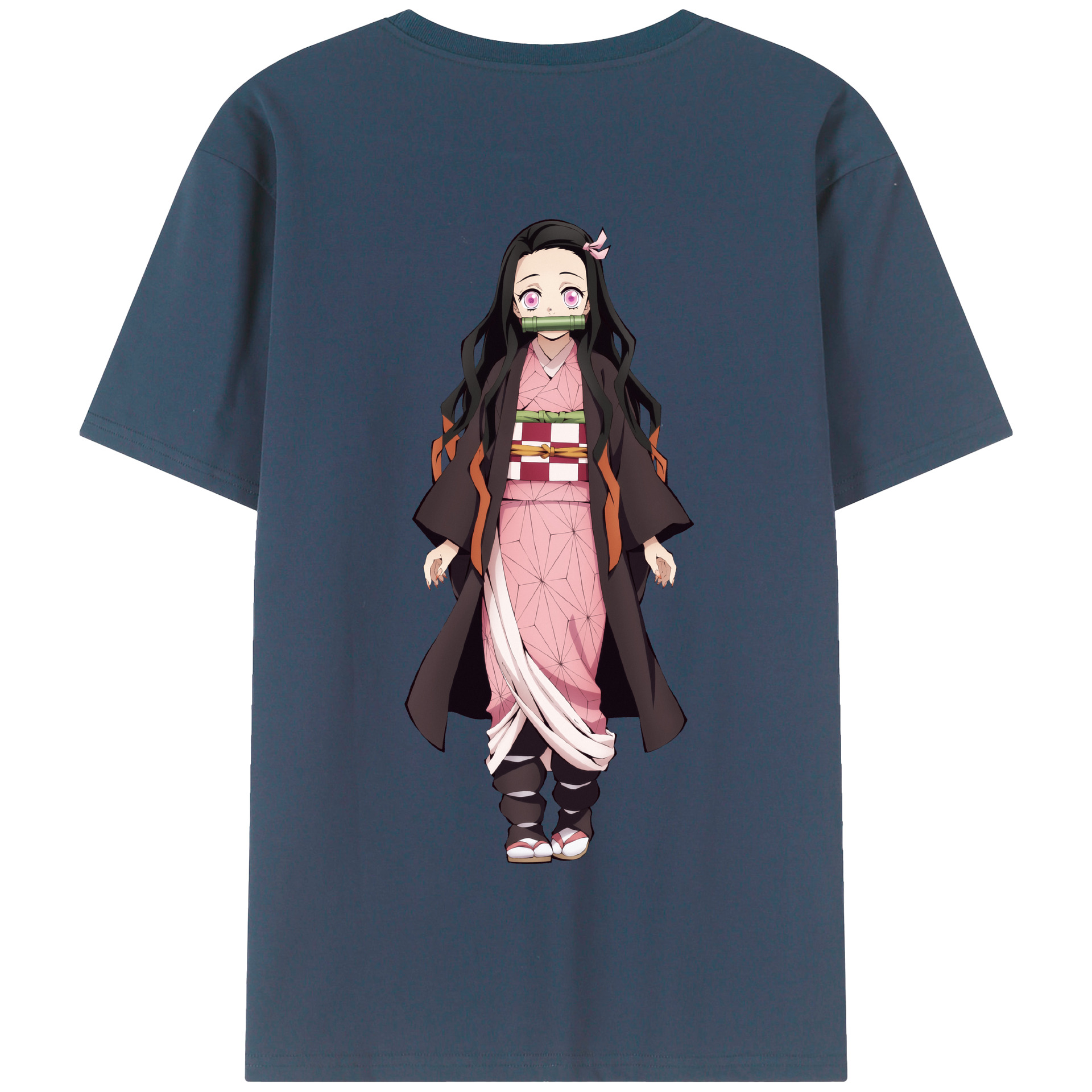 （画像用） 鬼滅の刃（きめつのやいば）竈門 禰󠄀豆子／かまど ねずこ Kamado Nezuko 綿100％半袖Tシャツ（背面プリント）