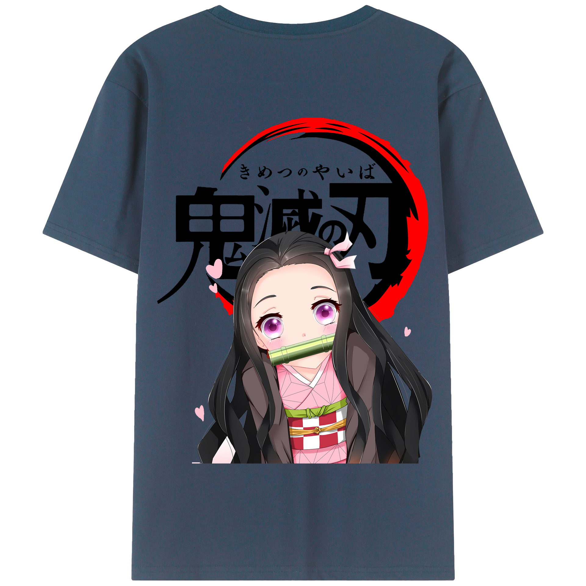 （画像用） 鬼滅の刃（きめつのやいば）竈門 禰󠄀豆子／かまど ねずこ Kamado Nezuko 綿100％半袖Tシャツ（背面プリント）
