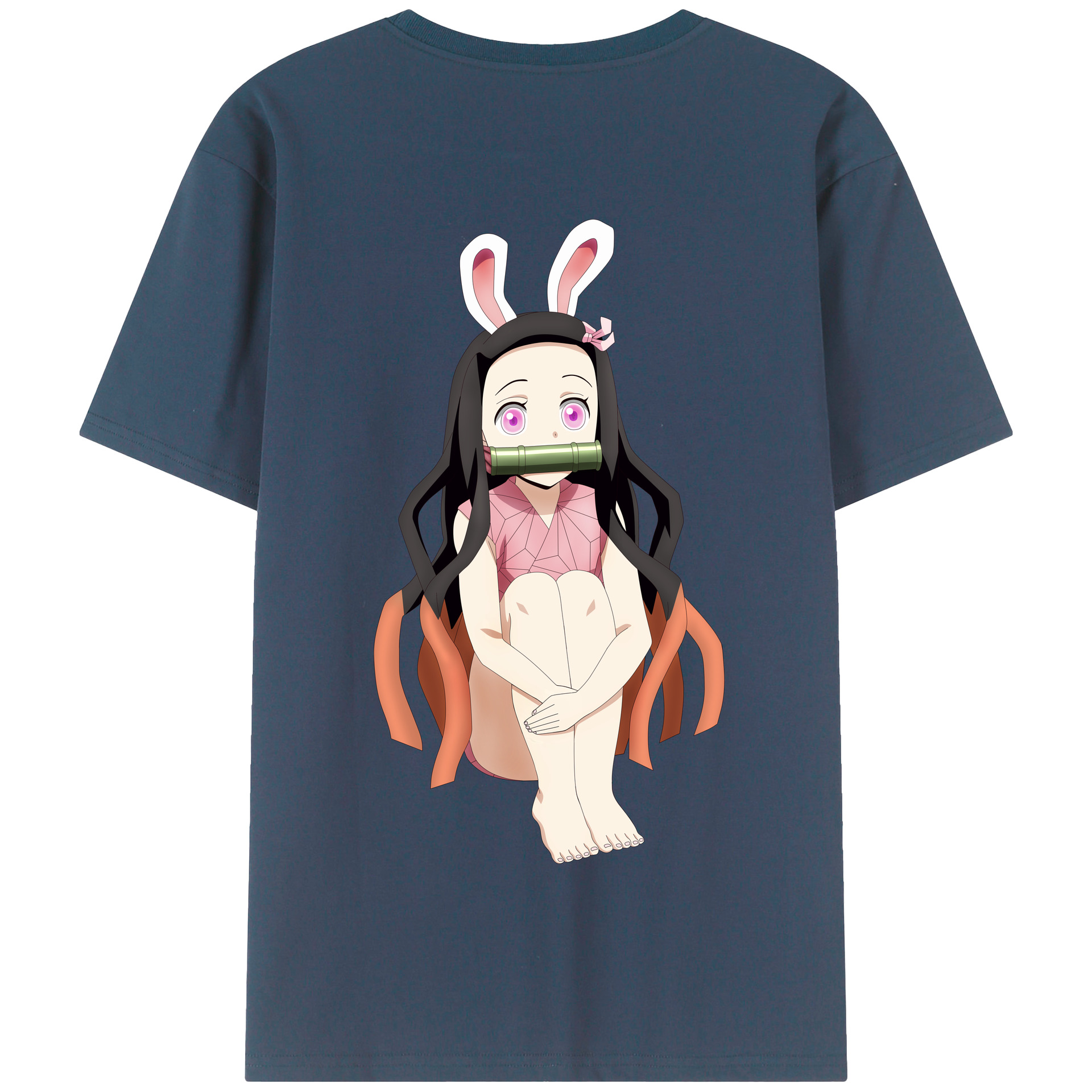 （画像用） 鬼滅の刃（きめつのやいば）竈門 禰󠄀豆子／かまど ねずこ Kamado Nezuko 綿100％半袖Tシャツ（背面プリント）