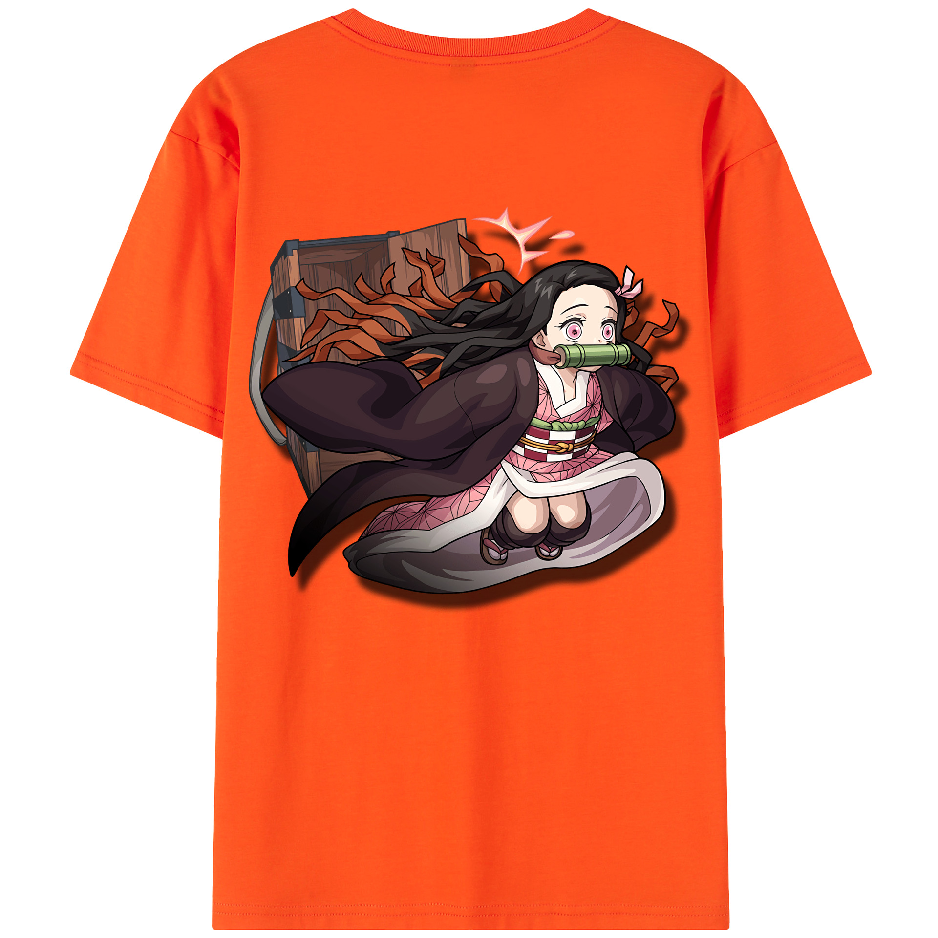 （画像用） 鬼滅の刃（きめつのやいば）竈門 禰󠄀豆子／かまど ねずこ Kamado Nezuko 綿100％半袖Tシャツ（背面プリント）