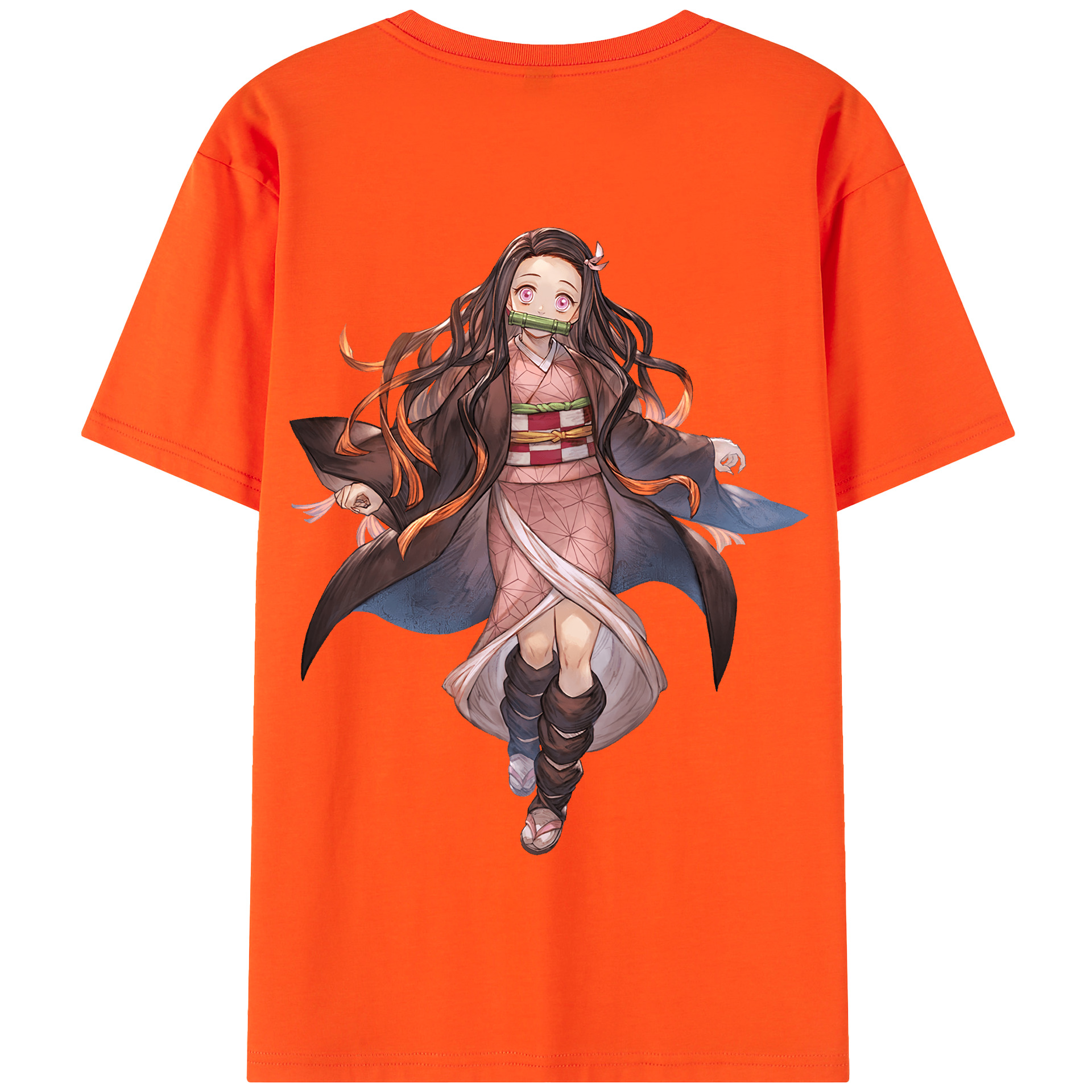 （画像用） 鬼滅の刃（きめつのやいば）竈門 禰󠄀豆子／かまど ねずこ Kamado Nezuko 綿100％半袖Tシャツ（背面プリント）