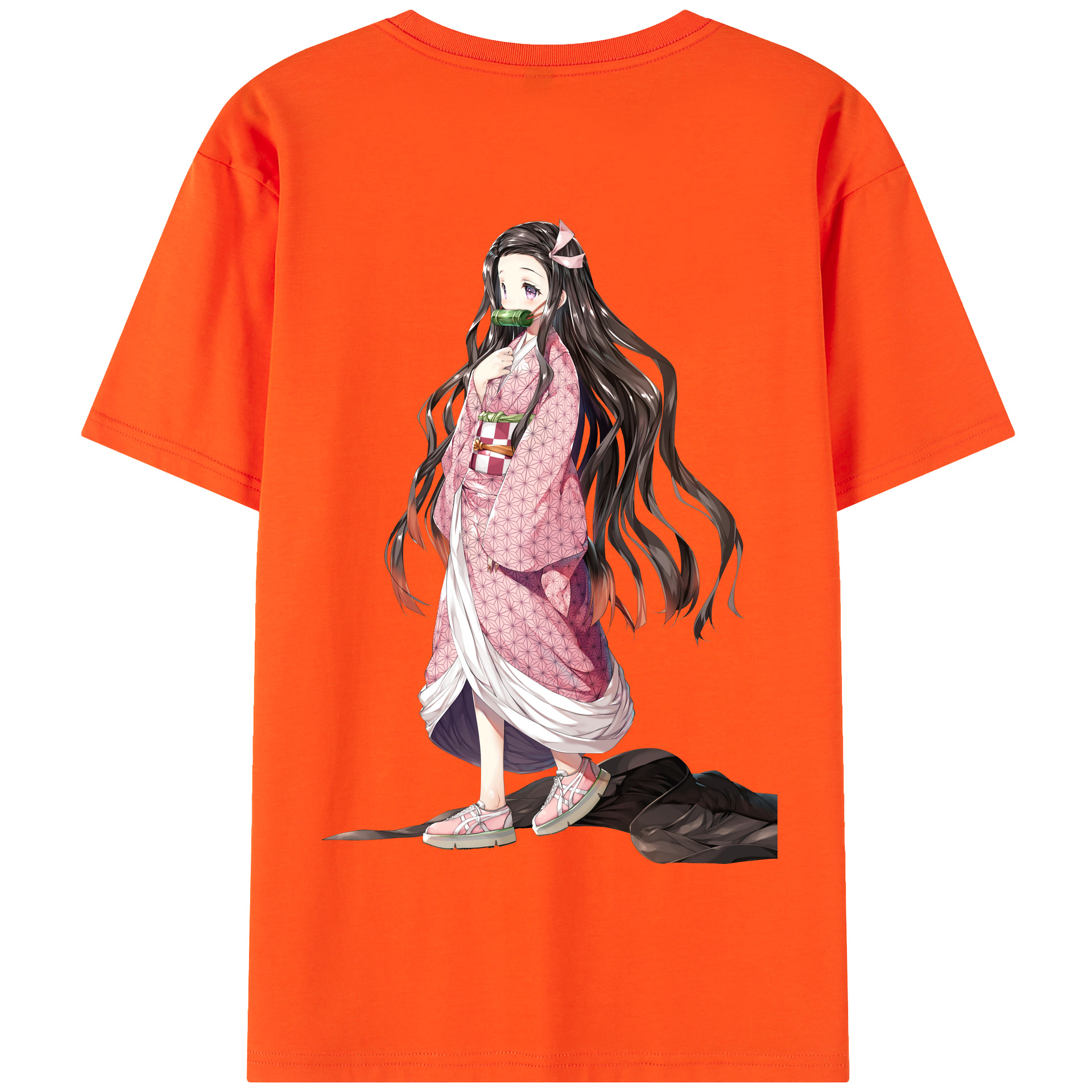 （画像用） 鬼滅の刃（きめつのやいば）竈門 禰󠄀豆子／かまど ねずこ Kamado Nezuko 綿100％半袖Tシャツ（背面プリント）