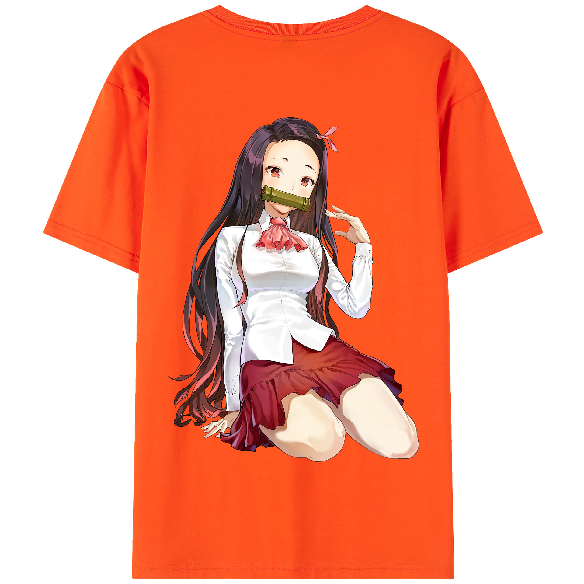 （画像用） 鬼滅の刃（きめつのやいば）竈門 禰󠄀豆子／かまど ねずこ Kamado Nezuko 綿100％半袖Tシャツ（背面プリント）