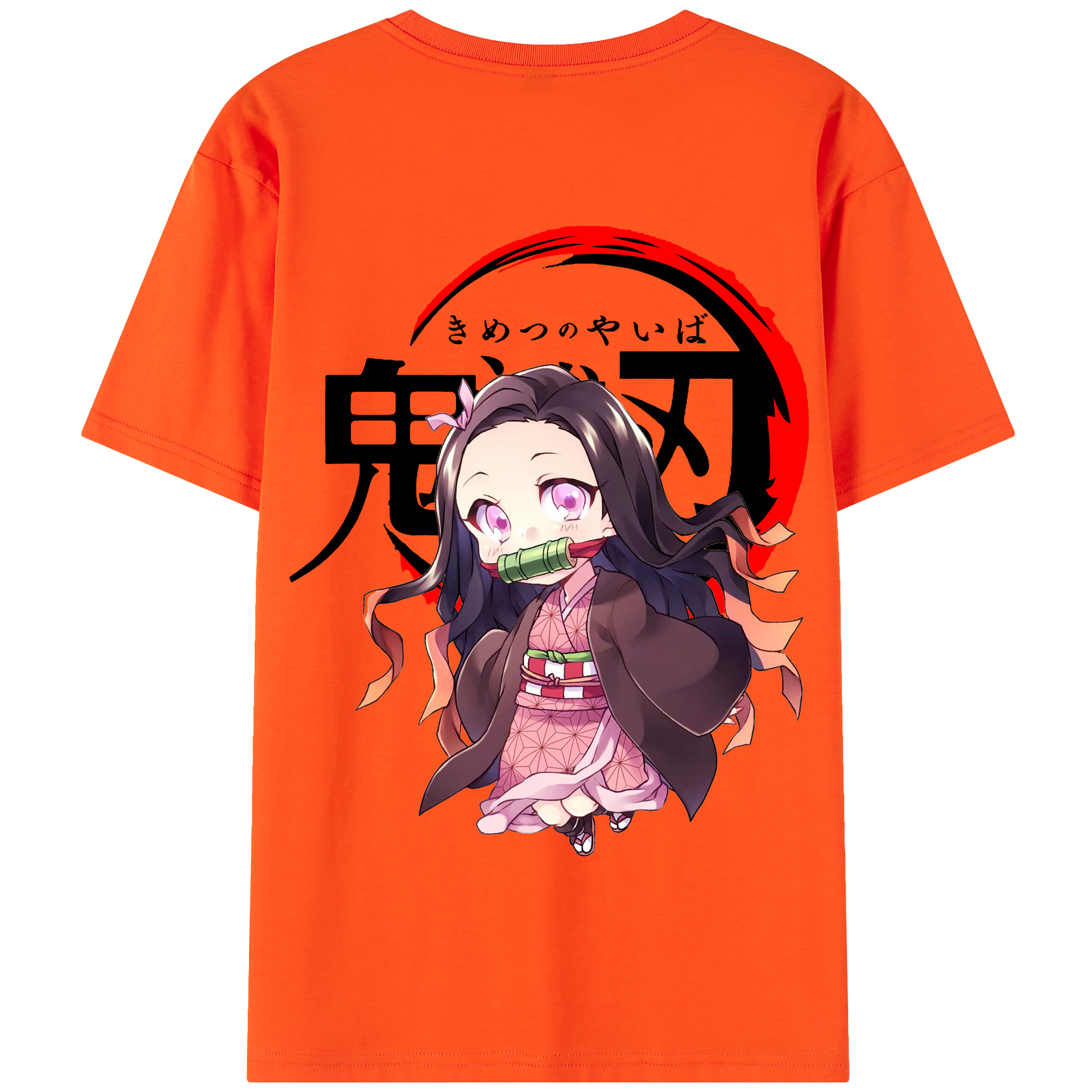 （画像用） 鬼滅の刃（きめつのやいば）竈門 禰󠄀豆子／かまど ねずこ Kamado Nezuko 綿100％半袖Tシャツ（背面プリント）