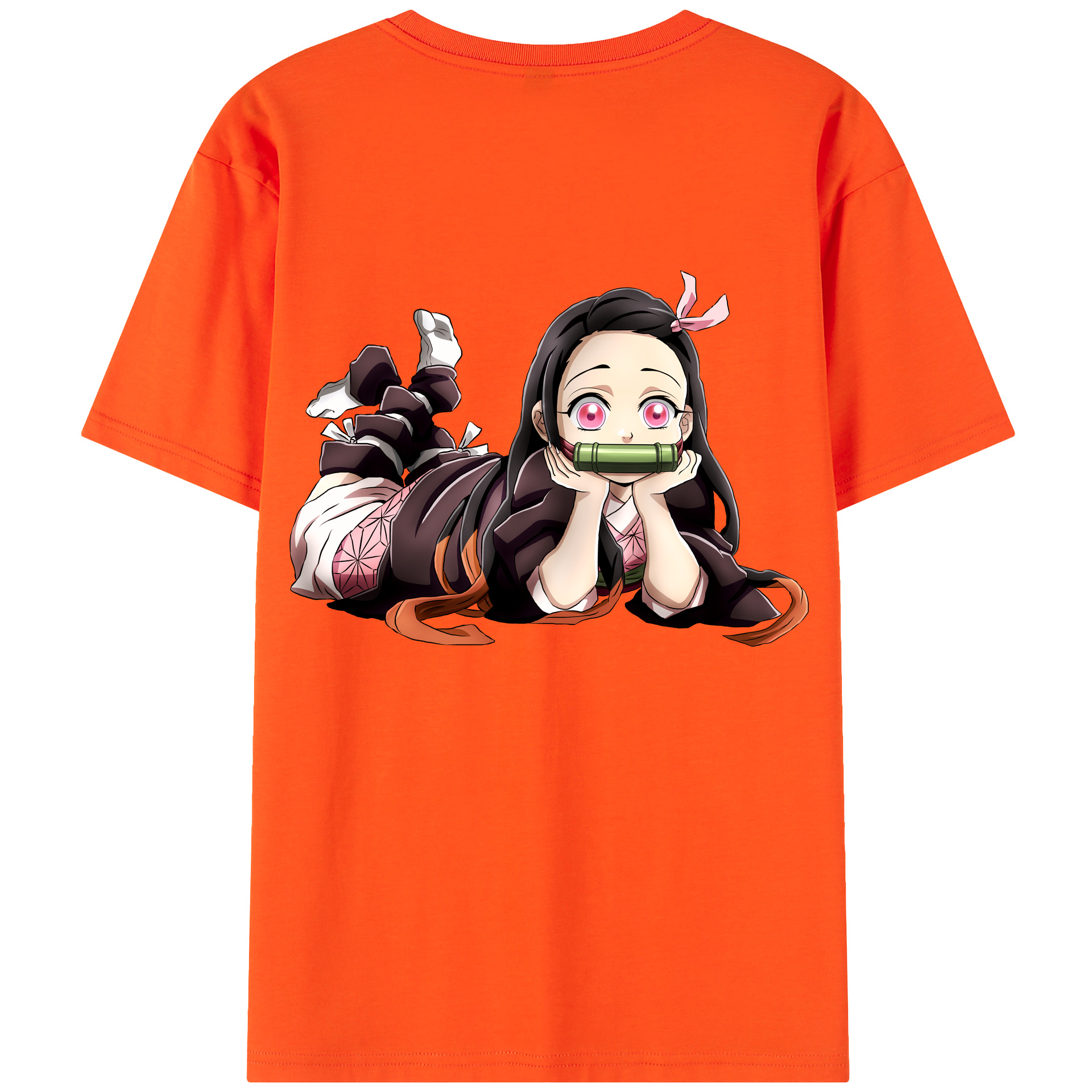 （画像用） 鬼滅の刃（きめつのやいば）竈門 禰󠄀豆子／かまど ねずこ Kamado Nezuko 綿100％半袖Tシャツ（背面プリント）