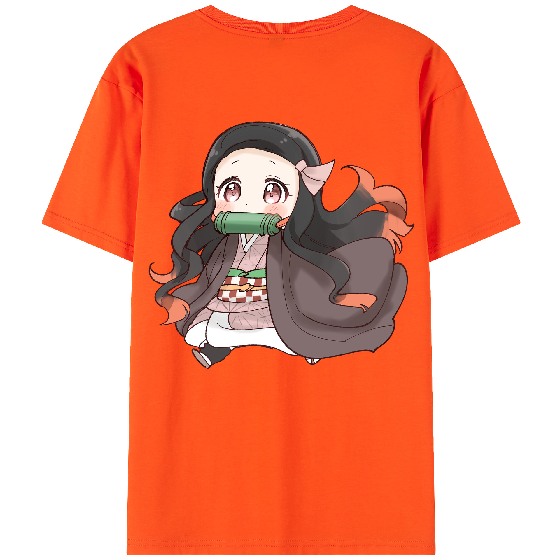 （画像用） 鬼滅の刃（きめつのやいば）竈門 禰󠄀豆子／かまど ねずこ Kamado Nezuko 綿100％半袖Tシャツ（背面プリント）
