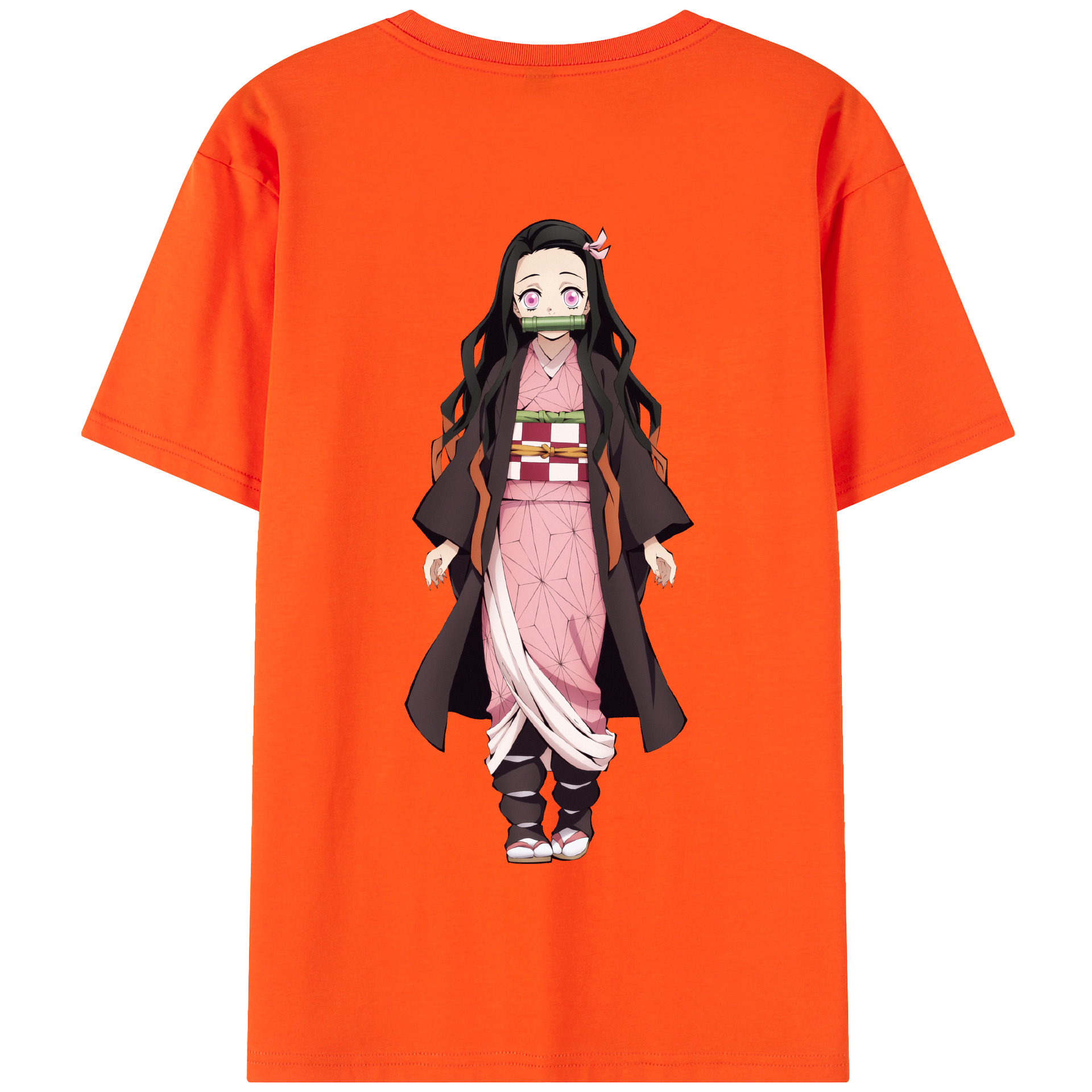 （画像用） 鬼滅の刃（きめつのやいば）竈門 禰󠄀豆子／かまど ねずこ Kamado Nezuko 綿100％半袖Tシャツ（背面プリント）