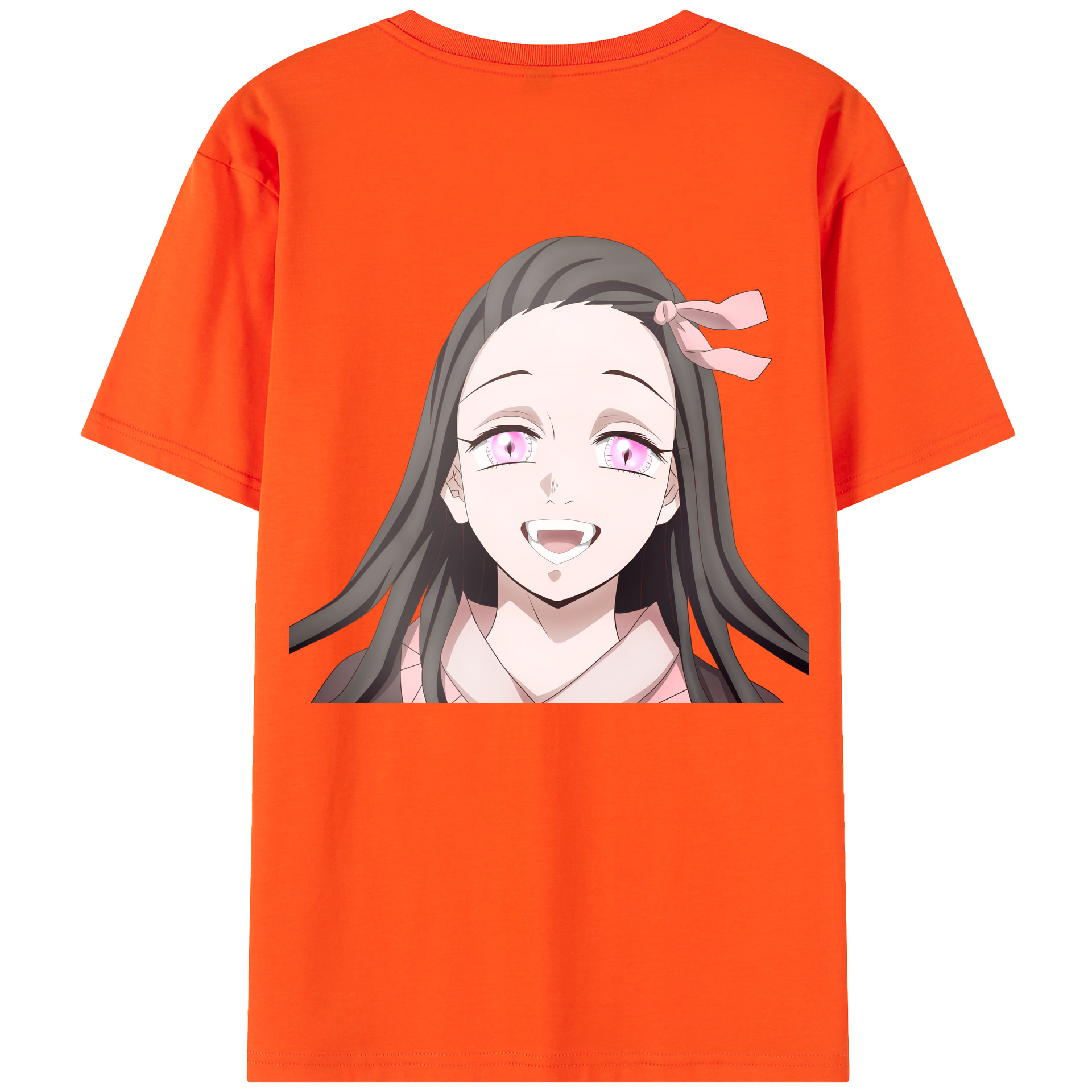 （画像用） 鬼滅の刃（きめつのやいば）竈門 禰󠄀豆子／かまど ねずこ Kamado Nezuko 綿100％半袖Tシャツ（背面プリント）