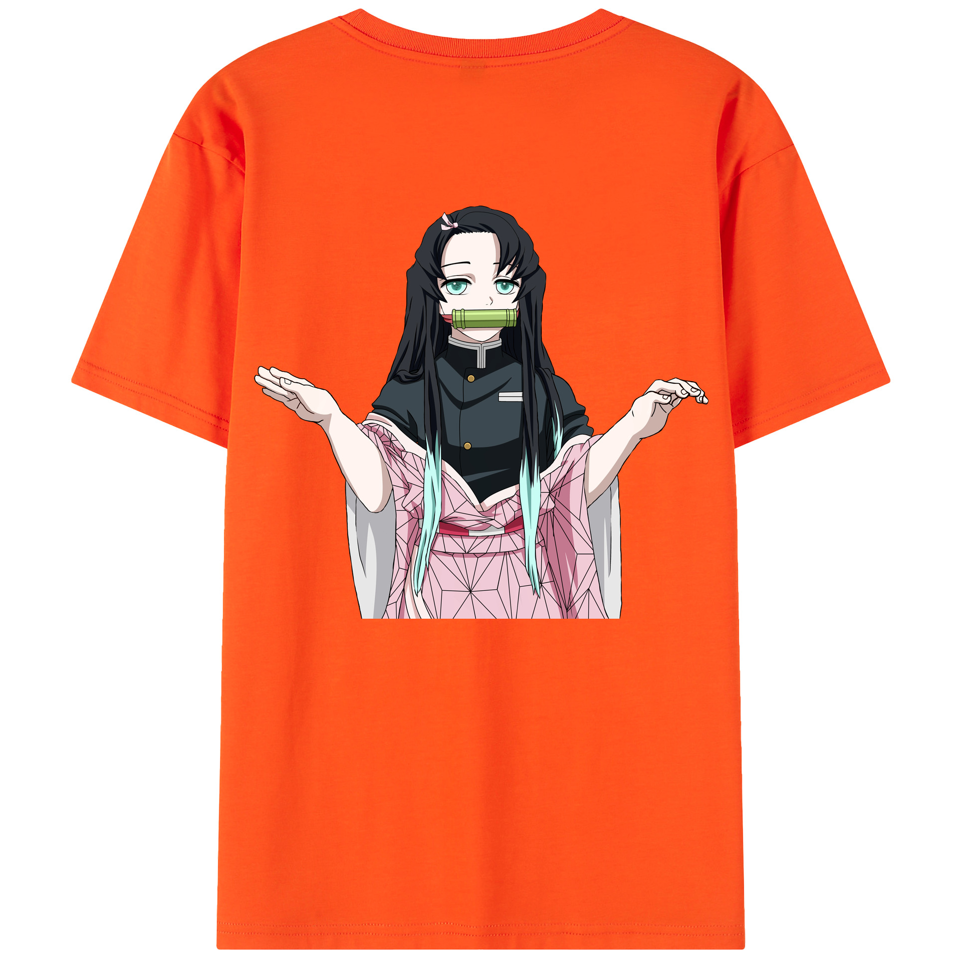 （画像用） 鬼滅の刃（きめつのやいば）竈門 禰󠄀豆子／かまど ねずこ Kamado Nezuko 綿100％半袖Tシャツ（背面プリント）
