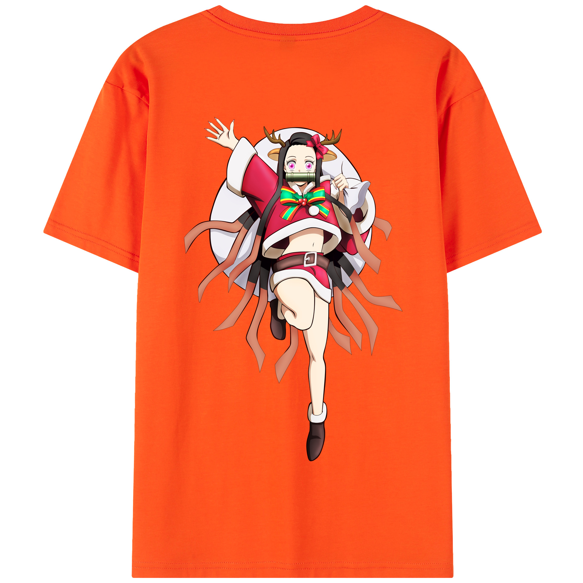 （画像用） 鬼滅の刃（きめつのやいば）竈門 禰󠄀豆子／かまど ねずこ Kamado Nezuko 綿100％半袖Tシャツ（背面プリント）