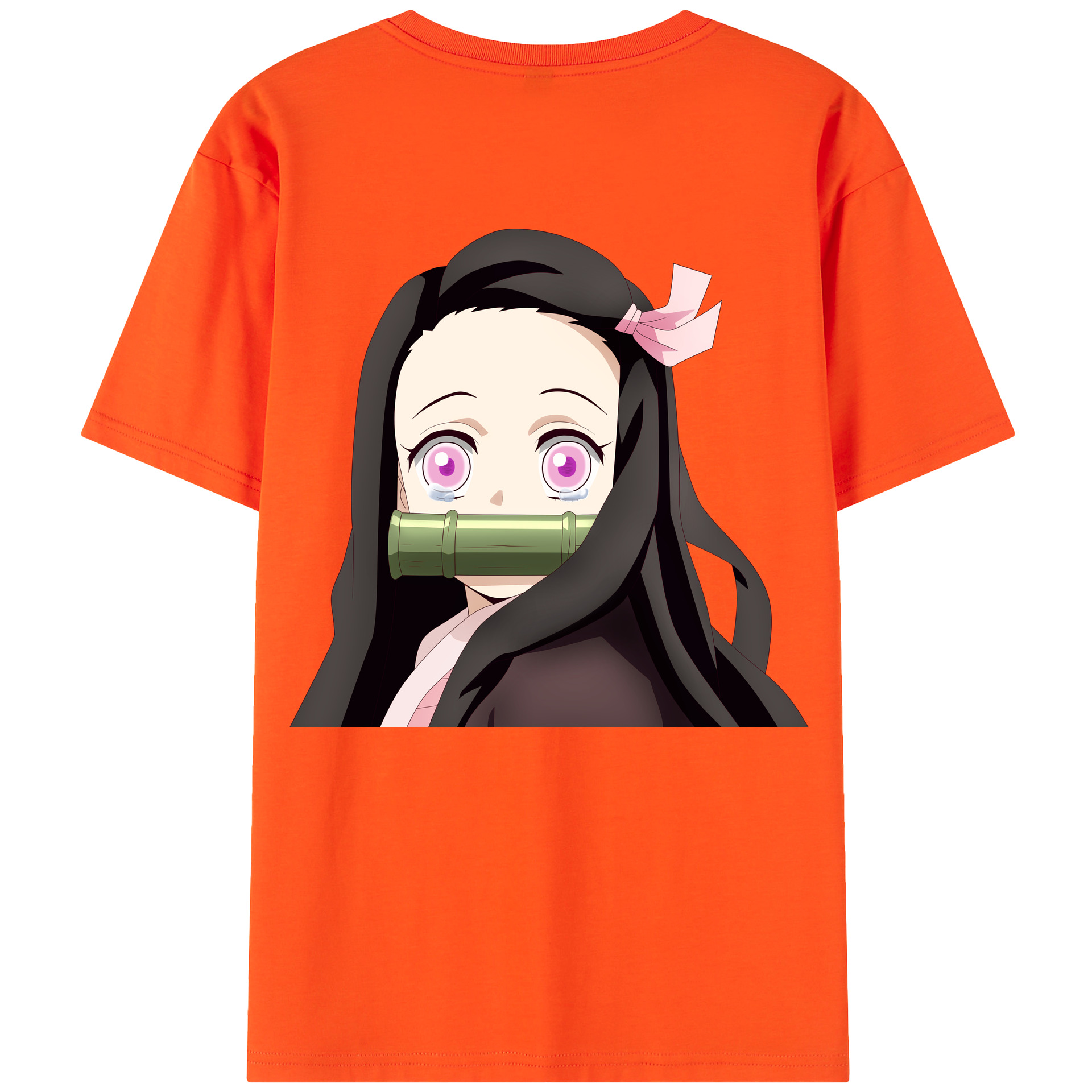 （画像用） 鬼滅の刃（きめつのやいば）竈門 禰󠄀豆子／かまど ねずこ Kamado Nezuko 綿100％半袖Tシャツ（背面プリント）