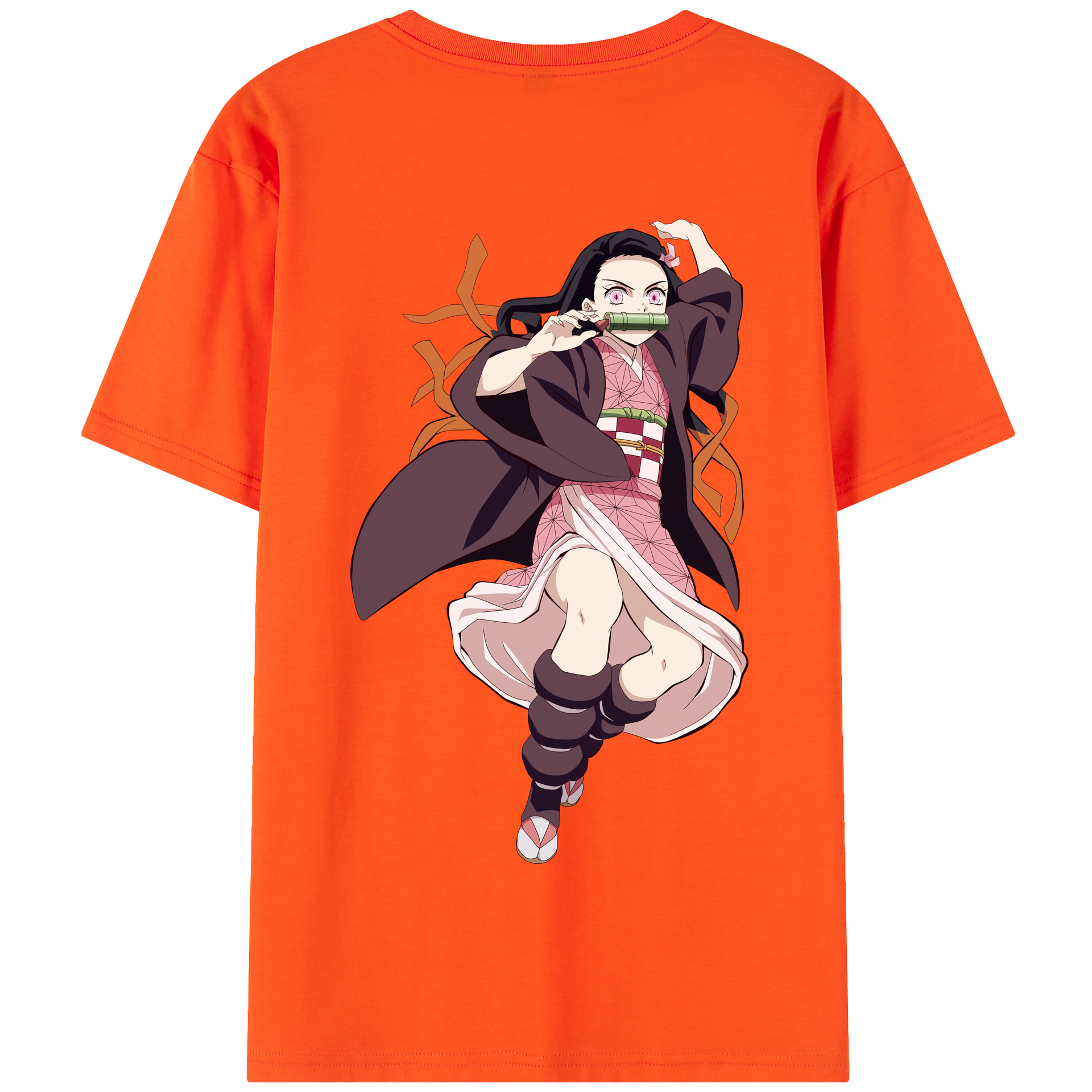 （画像用） 鬼滅の刃（きめつのやいば）竈門 禰󠄀豆子／かまど ねずこ Kamado Nezuko 綿100％半袖Tシャツ（背面プリント）