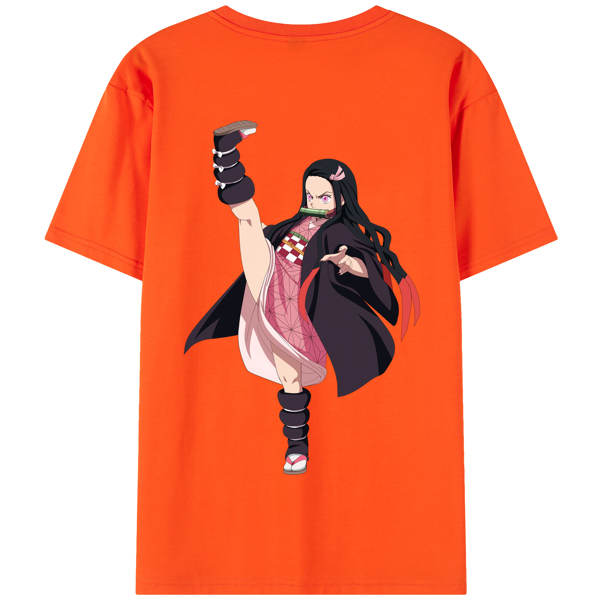 （画像用） 鬼滅の刃（きめつのやいば）竈門 禰󠄀豆子／かまど ねずこ Kamado Nezuko 綿100％半袖Tシャツ（背面プリント）