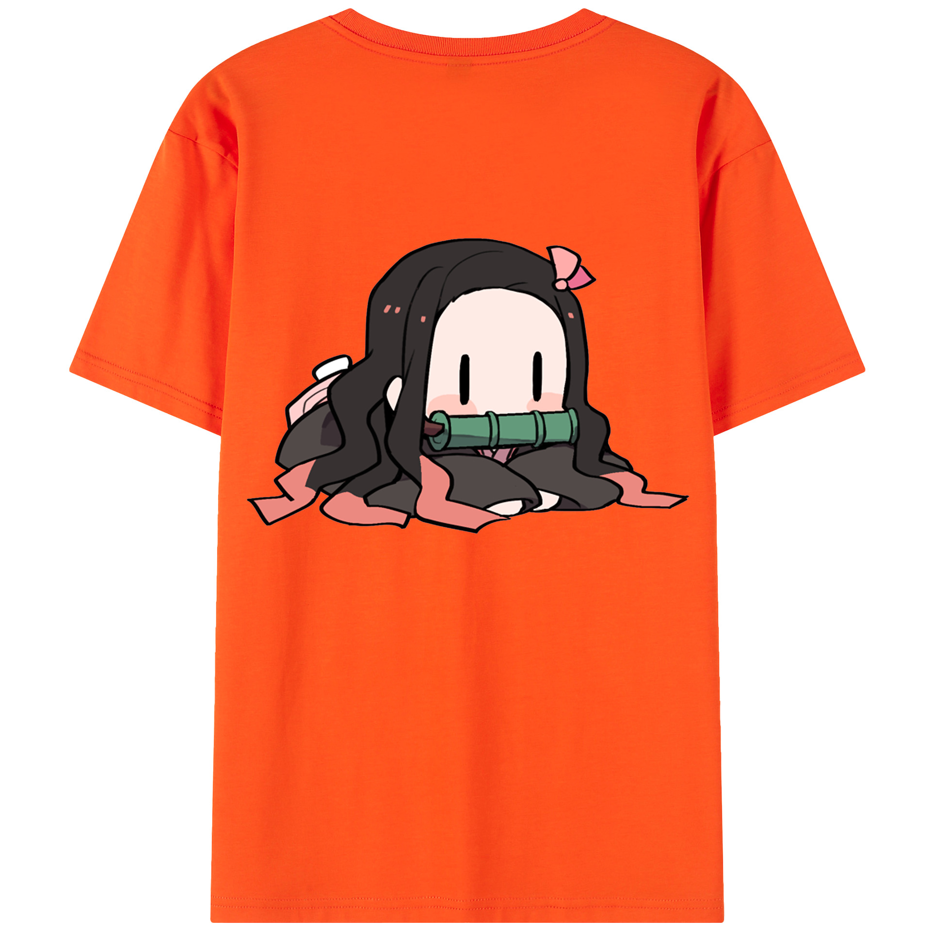 （画像用） 鬼滅の刃（きめつのやいば）竈門 禰󠄀豆子／かまど ねずこ Kamado Nezuko 綿100％半袖Tシャツ（背面プリント）