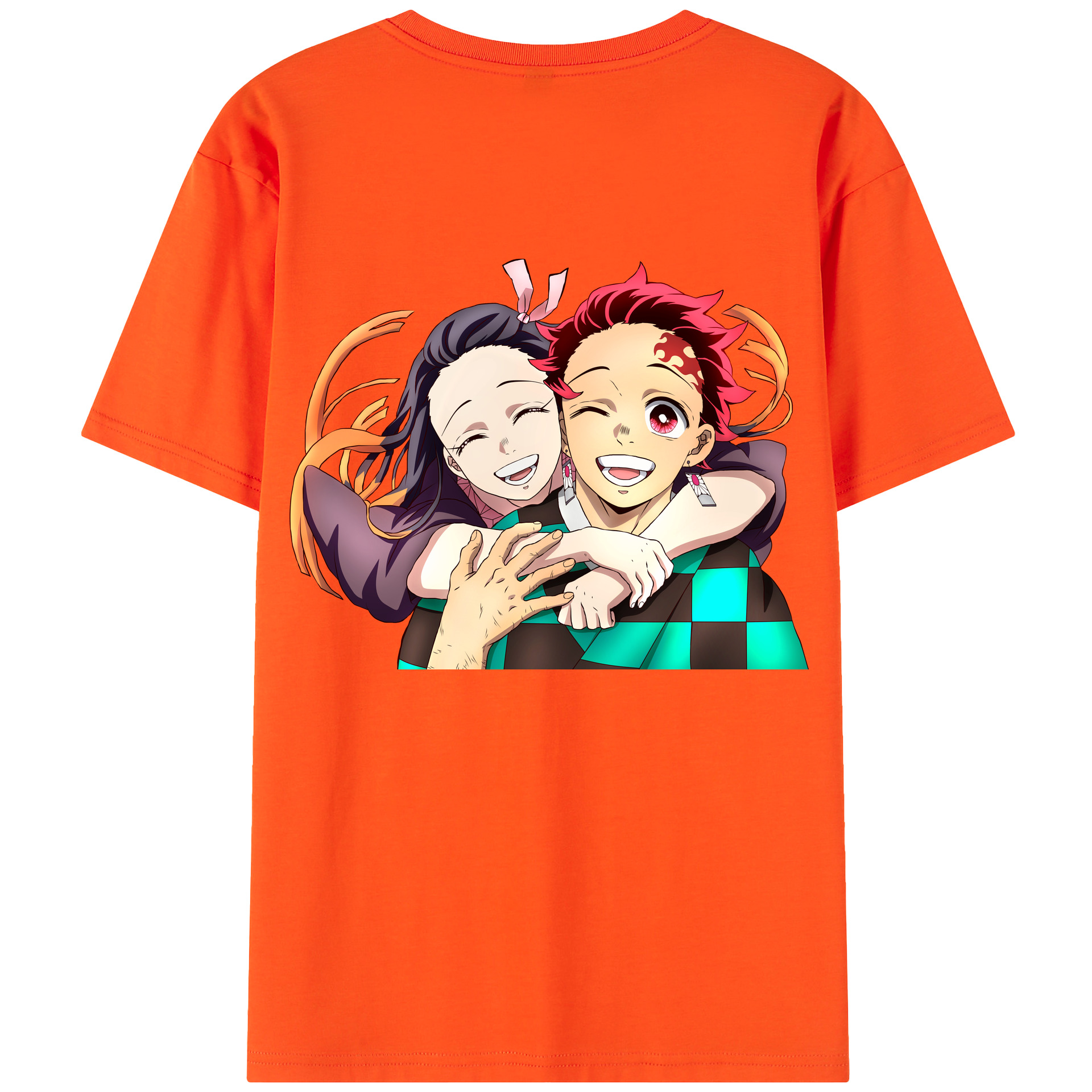 （画像用） 鬼滅の刃（きめつのやいば）竈門 禰󠄀豆子／かまど ねずこ Kamado Nezuko 綿100％半袖Tシャツ（背面プリント）