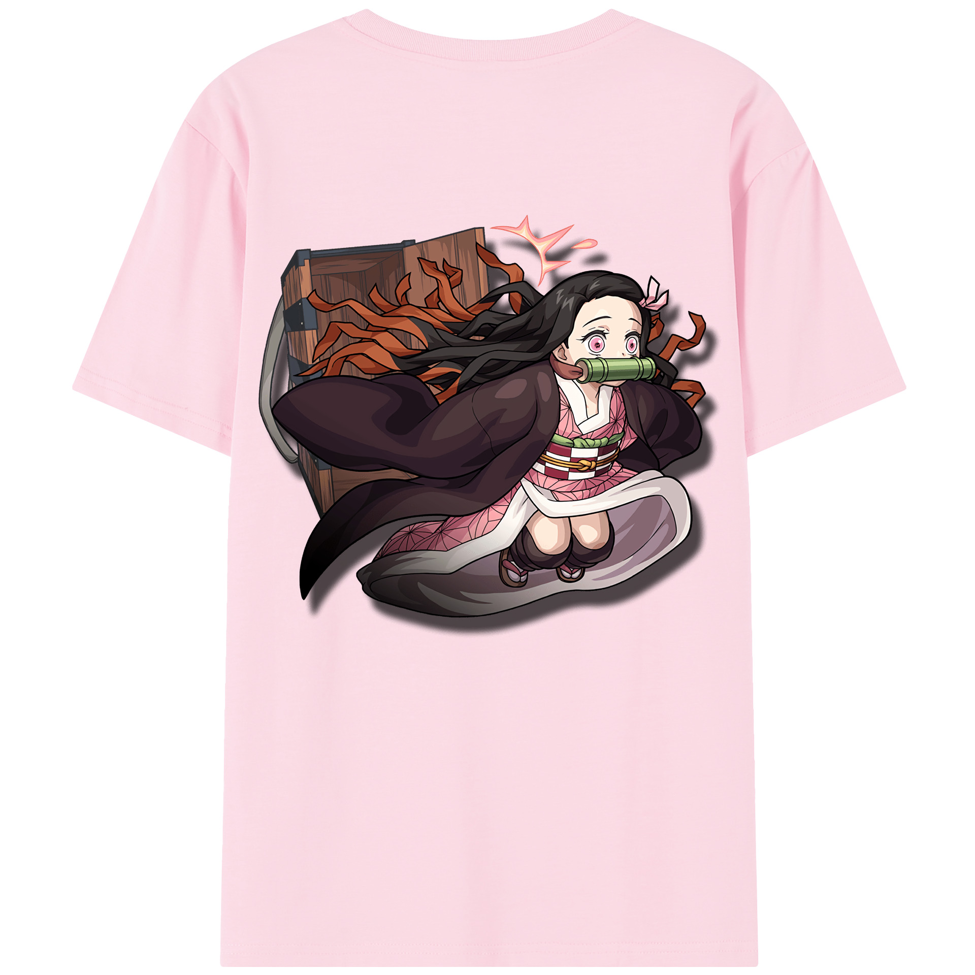 （画像用） 鬼滅の刃（きめつのやいば）竈門 禰󠄀豆子／かまど ねずこ Kamado Nezuko 綿100％半袖Tシャツ（背面プリント）