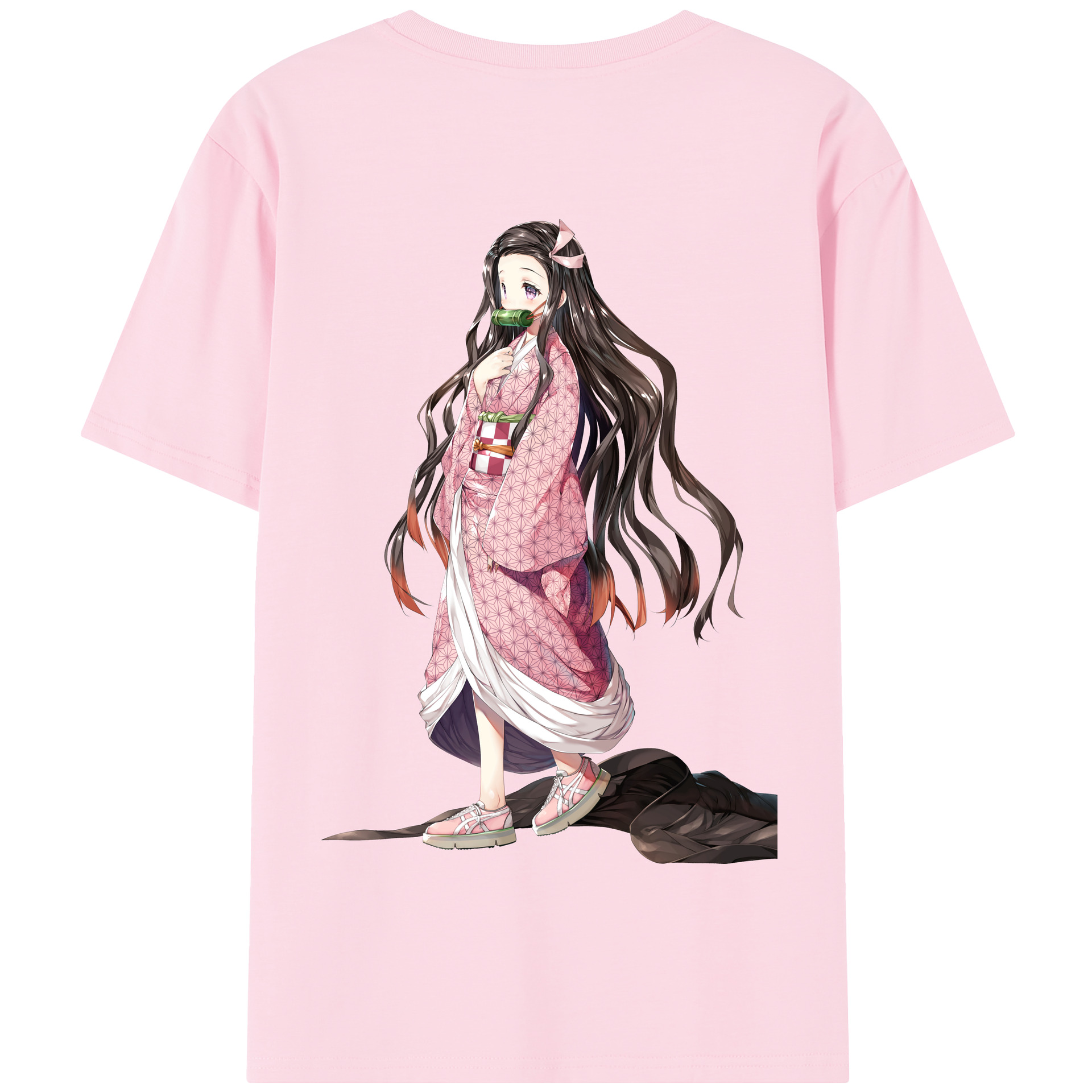 （画像用） 鬼滅の刃（きめつのやいば）竈門 禰󠄀豆子／かまど ねずこ Kamado Nezuko 綿100％半袖Tシャツ（背面プリント）