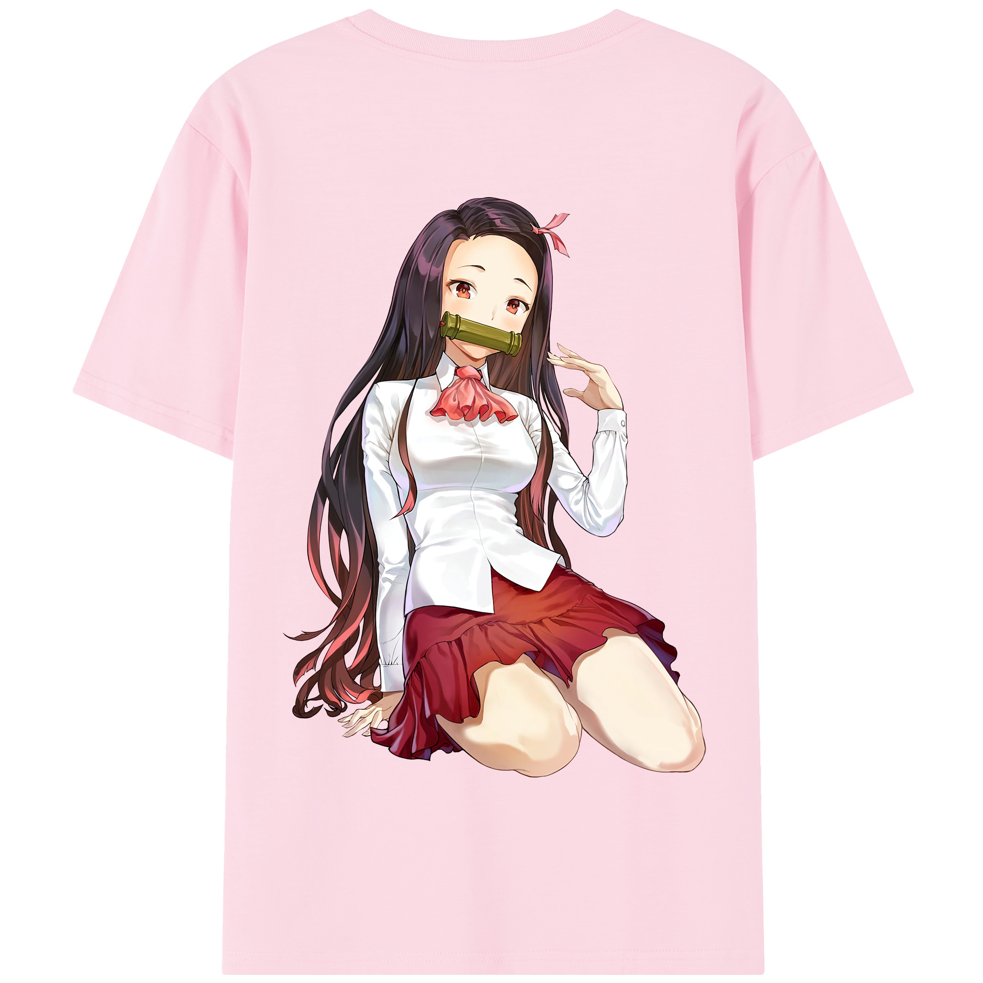（画像用） 鬼滅の刃（きめつのやいば）竈門 禰󠄀豆子／かまど ねずこ Kamado Nezuko 綿100％半袖Tシャツ（背面プリント）