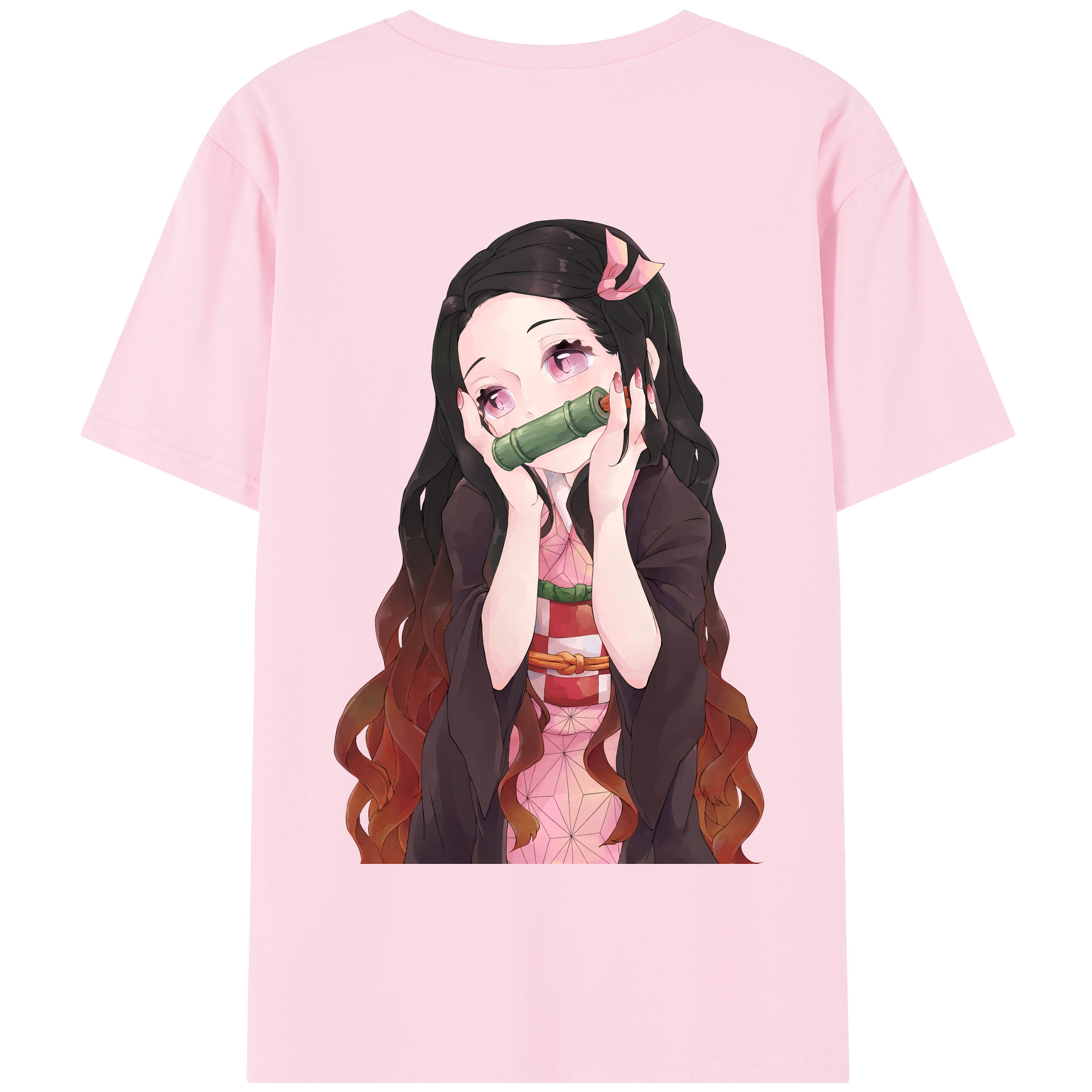 （画像用） 鬼滅の刃（きめつのやいば）竈門 禰󠄀豆子／かまど ねずこ Kamado Nezuko 綿100％半袖Tシャツ（背面プリント）