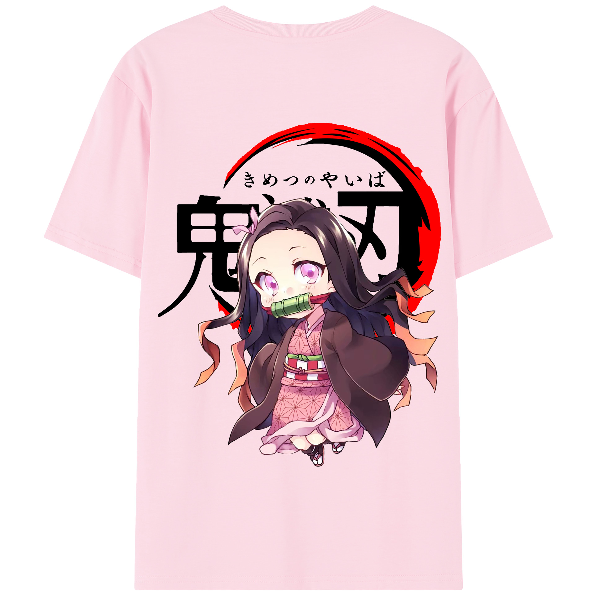 （画像用） 鬼滅の刃（きめつのやいば）竈門 禰󠄀豆子／かまど ねずこ Kamado Nezuko 綿100％半袖Tシャツ（背面プリント）