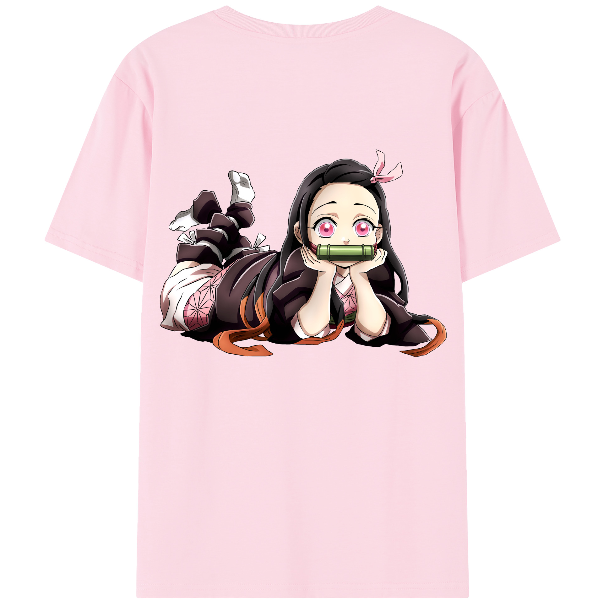 （画像用） 鬼滅の刃（きめつのやいば）竈門 禰󠄀豆子／かまど ねずこ Kamado Nezuko 綿100％半袖Tシャツ（背面プリント）