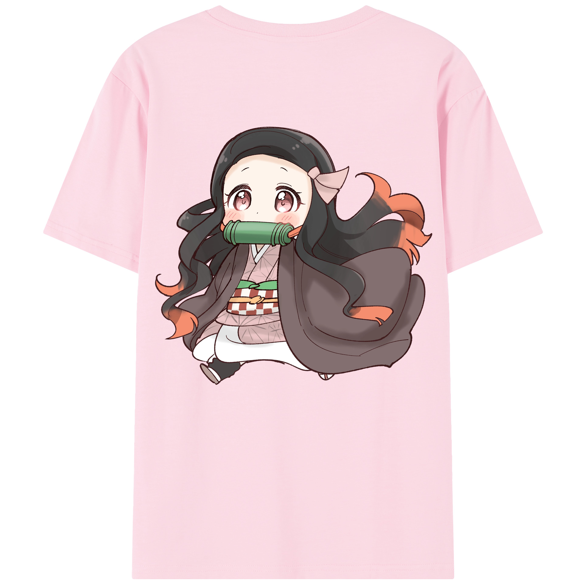 （画像用） 鬼滅の刃（きめつのやいば）竈門 禰󠄀豆子／かまど ねずこ Kamado Nezuko 綿100％半袖Tシャツ（背面プリント）