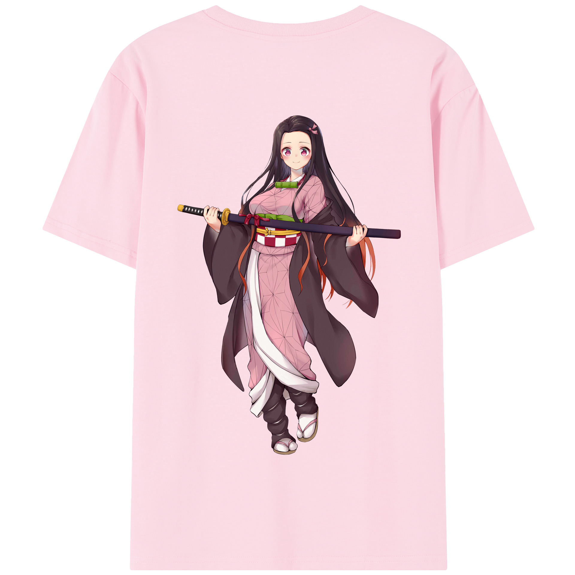（画像用） 鬼滅の刃（きめつのやいば）竈門 禰󠄀豆子／かまど ねずこ Kamado Nezuko 綿100％半袖Tシャツ（背面プリント）