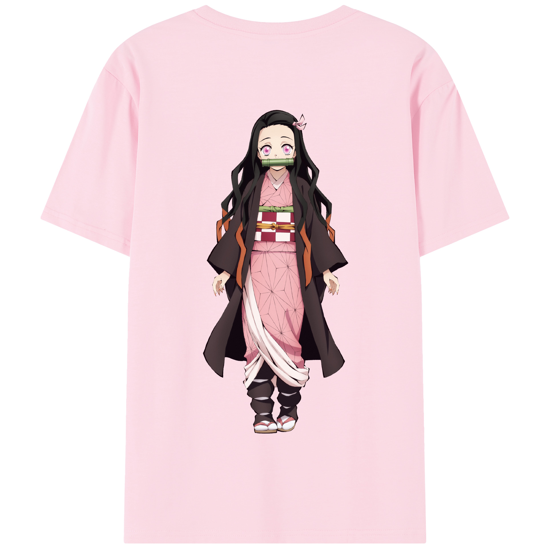（画像用） 鬼滅の刃（きめつのやいば）竈門 禰󠄀豆子／かまど ねずこ Kamado Nezuko 綿100％半袖Tシャツ（背面プリント）