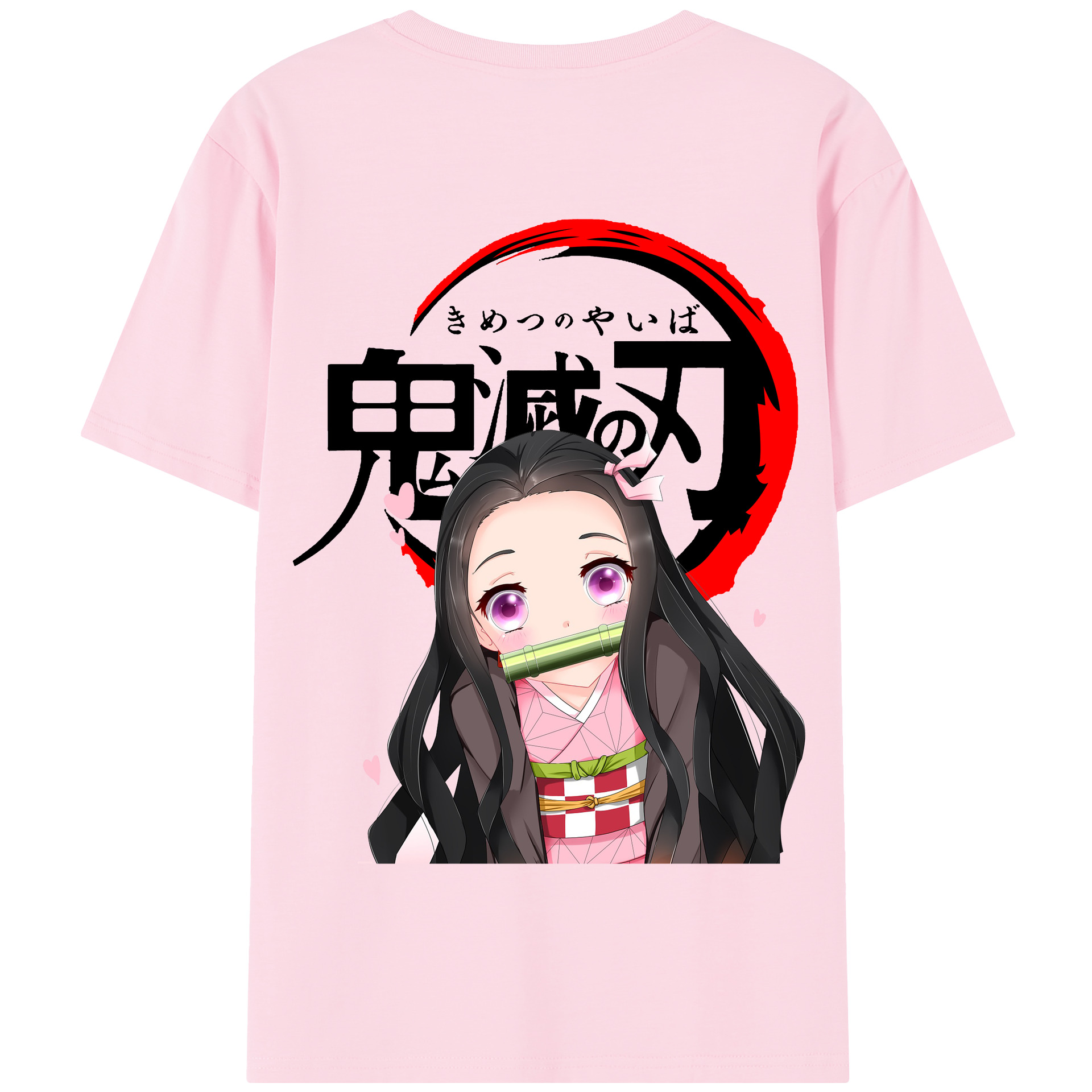 （画像用） 鬼滅の刃（きめつのやいば）竈門 禰󠄀豆子／かまど ねずこ Kamado Nezuko 綿100％半袖Tシャツ（背面プリント）