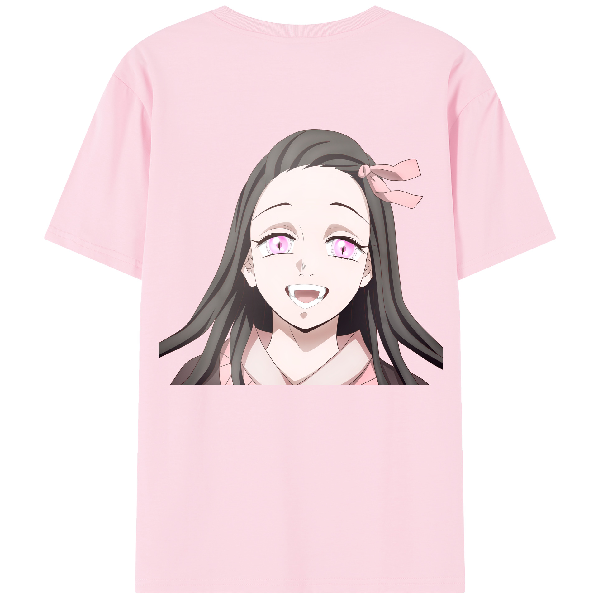 （画像用） 鬼滅の刃（きめつのやいば）竈門 禰󠄀豆子／かまど ねずこ Kamado Nezuko 綿100％半袖Tシャツ（背面プリント）