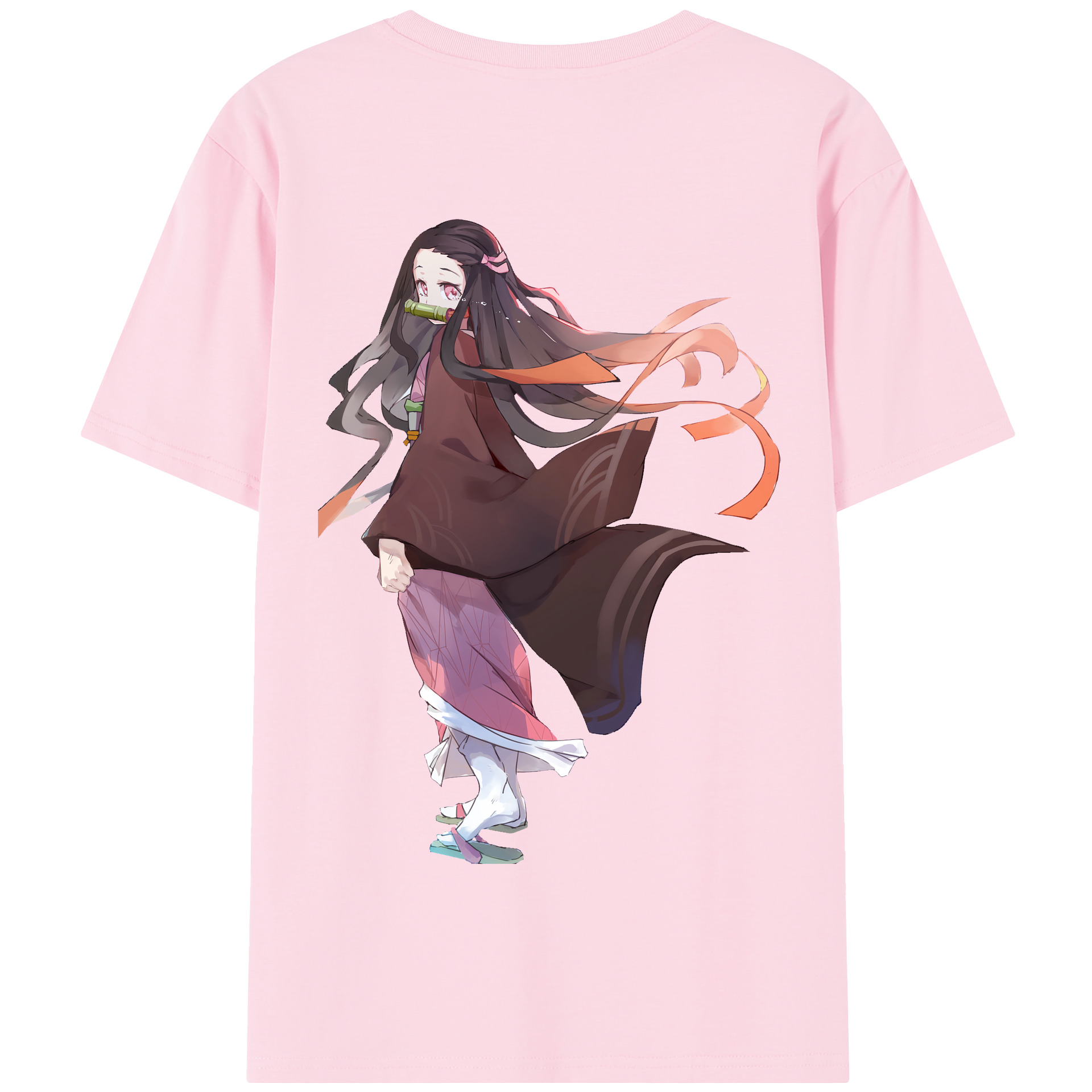 （画像用） 鬼滅の刃（きめつのやいば）竈門 禰󠄀豆子／かまど ねずこ Kamado Nezuko 綿100％半袖Tシャツ（背面プリント）