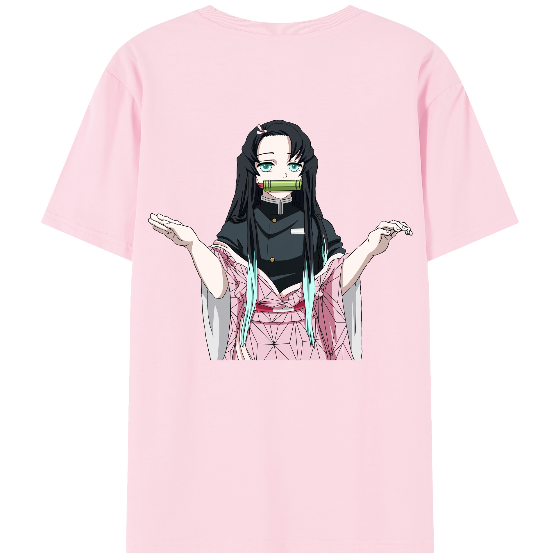 （画像用） 鬼滅の刃（きめつのやいば）竈門 禰󠄀豆子／かまど ねずこ Kamado Nezuko 綿100％半袖Tシャツ（背面プリント）