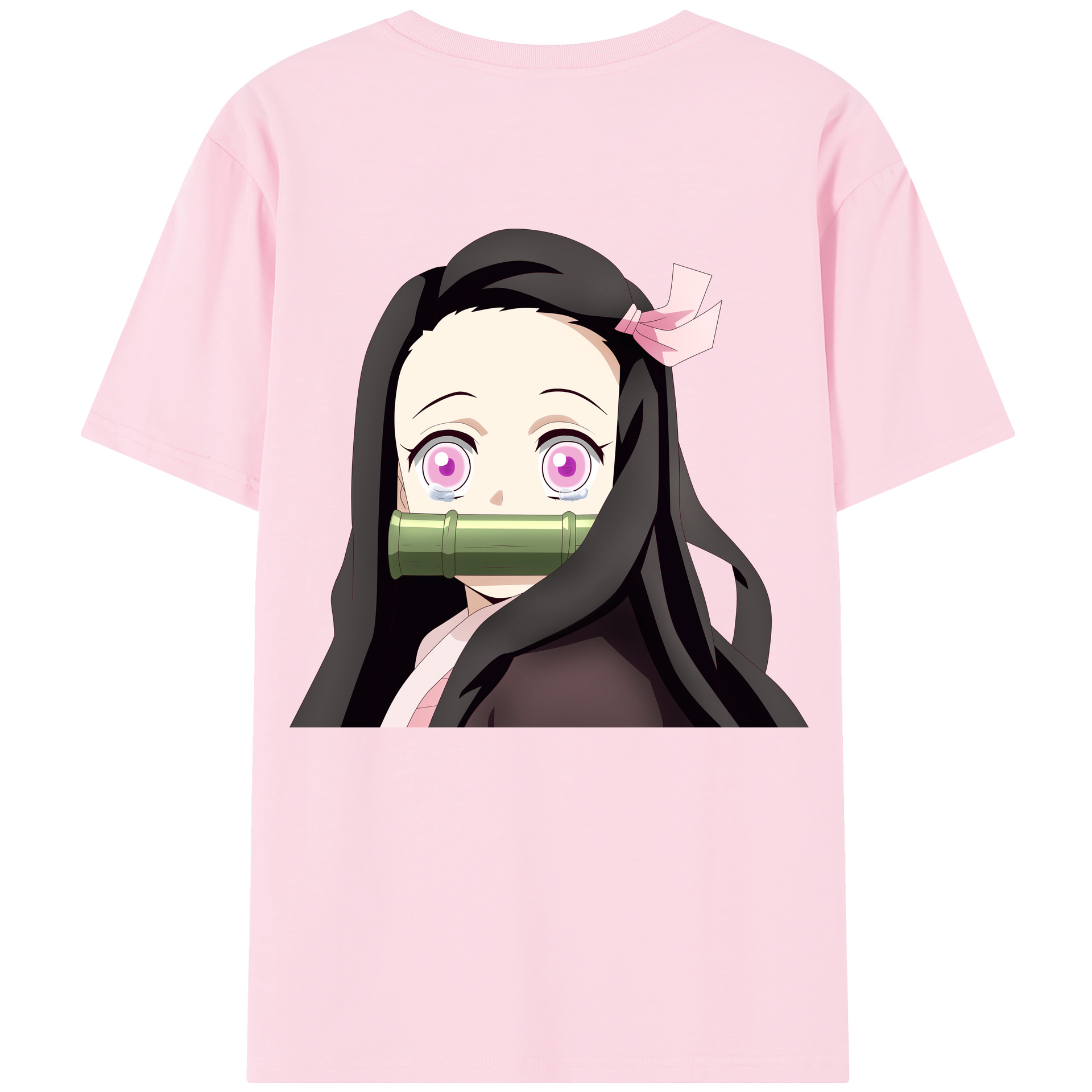 （画像用） 鬼滅の刃（きめつのやいば）竈門 禰󠄀豆子／かまど ねずこ Kamado Nezuko 綿100％半袖Tシャツ（背面プリント）