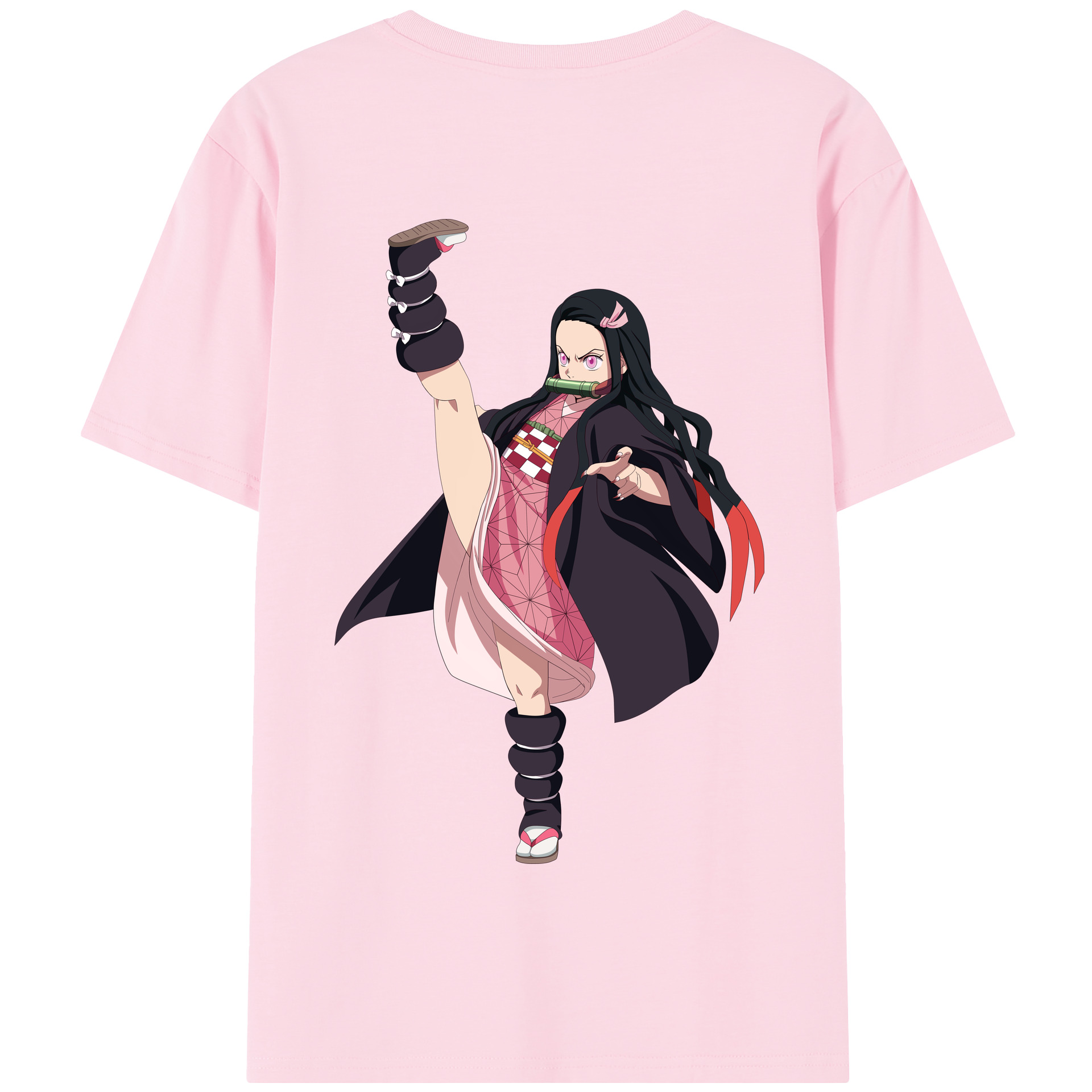 （画像用） 鬼滅の刃（きめつのやいば）竈門 禰󠄀豆子／かまど ねずこ Kamado Nezuko 綿100％半袖Tシャツ（背面プリント）