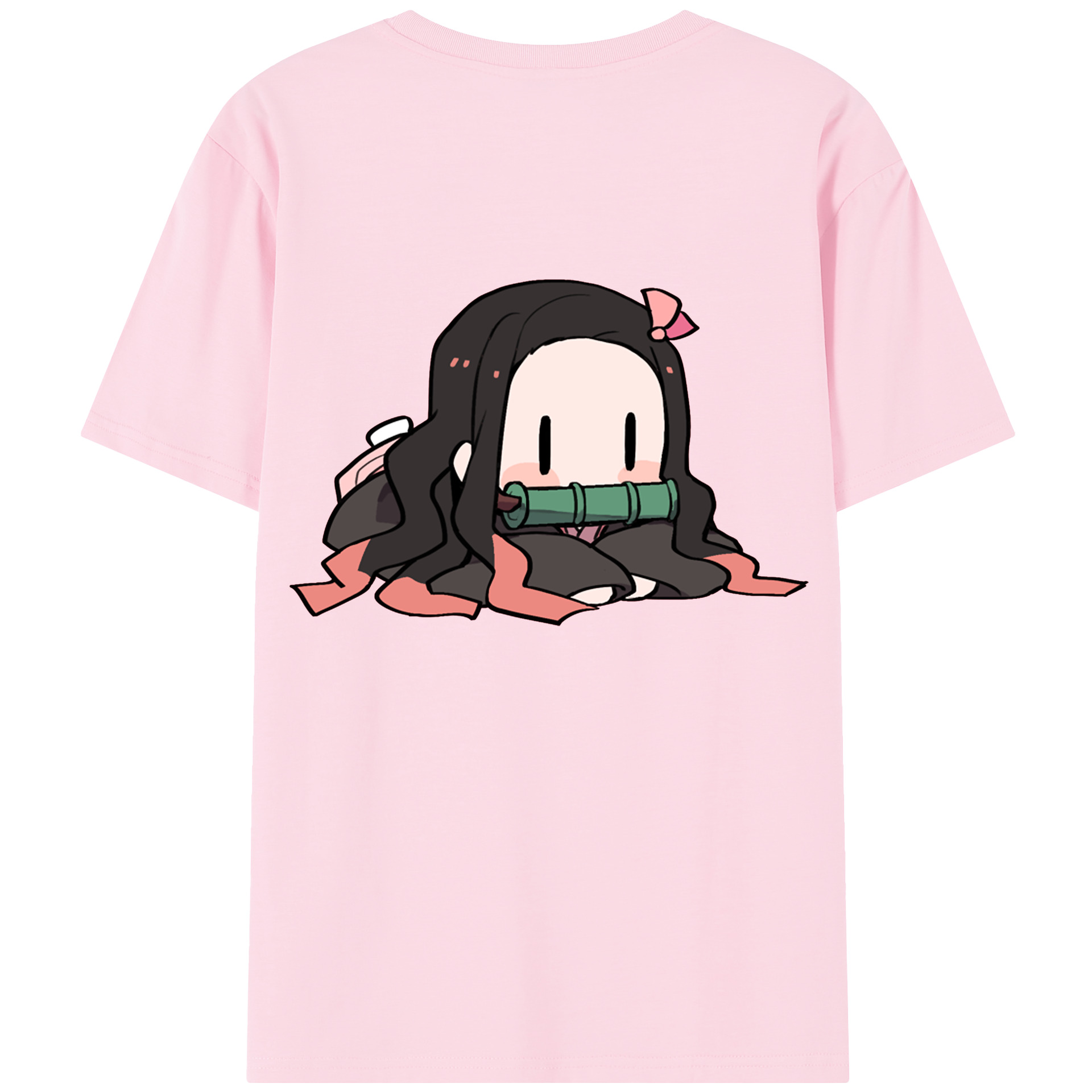 （画像用） 鬼滅の刃（きめつのやいば）竈門 禰󠄀豆子／かまど ねずこ Kamado Nezuko 綿100％半袖Tシャツ（背面プリント）