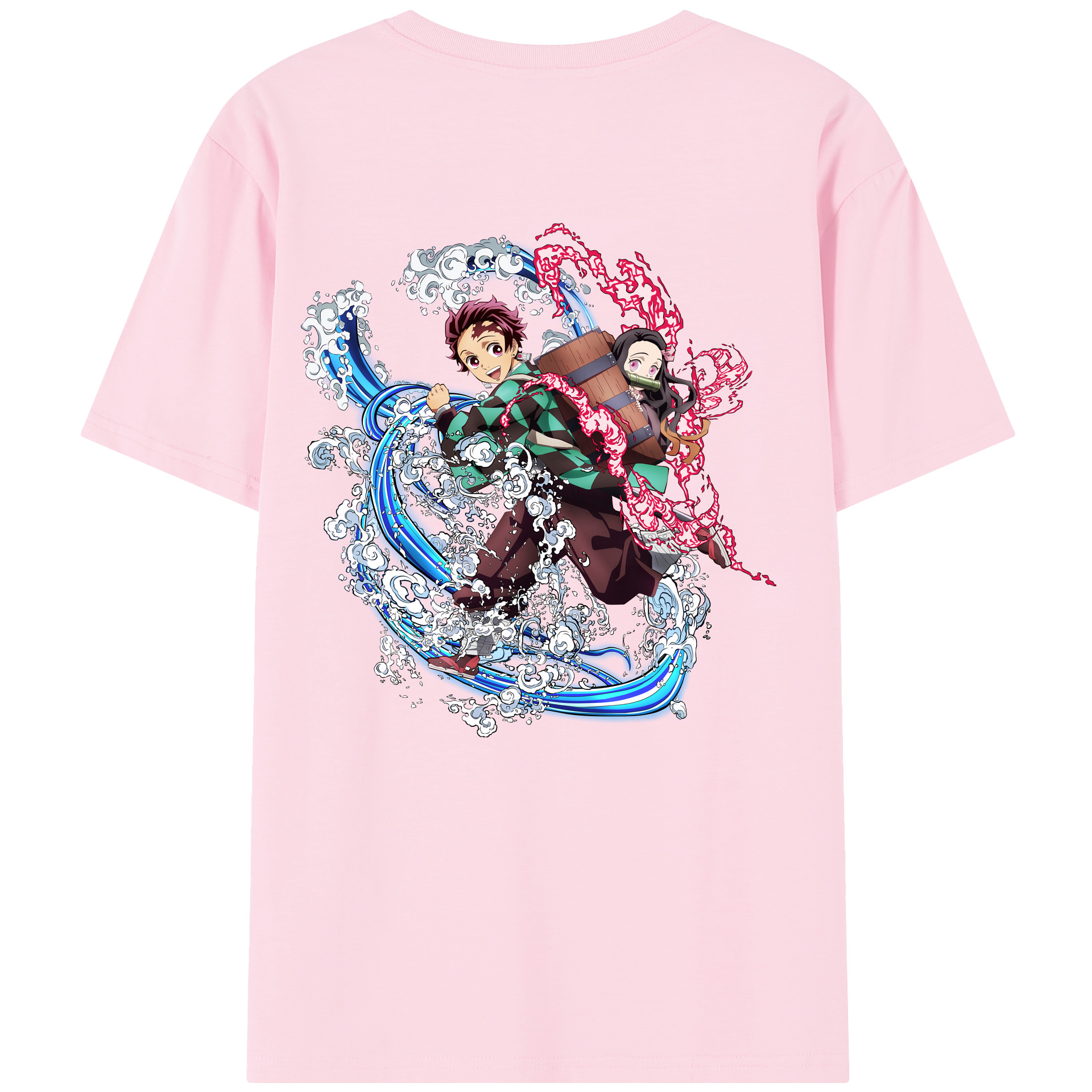 （画像用） 鬼滅の刃（きめつのやいば）竈門 禰󠄀豆子／かまど ねずこ Kamado Nezuko 綿100％半袖Tシャツ（背面プリント）