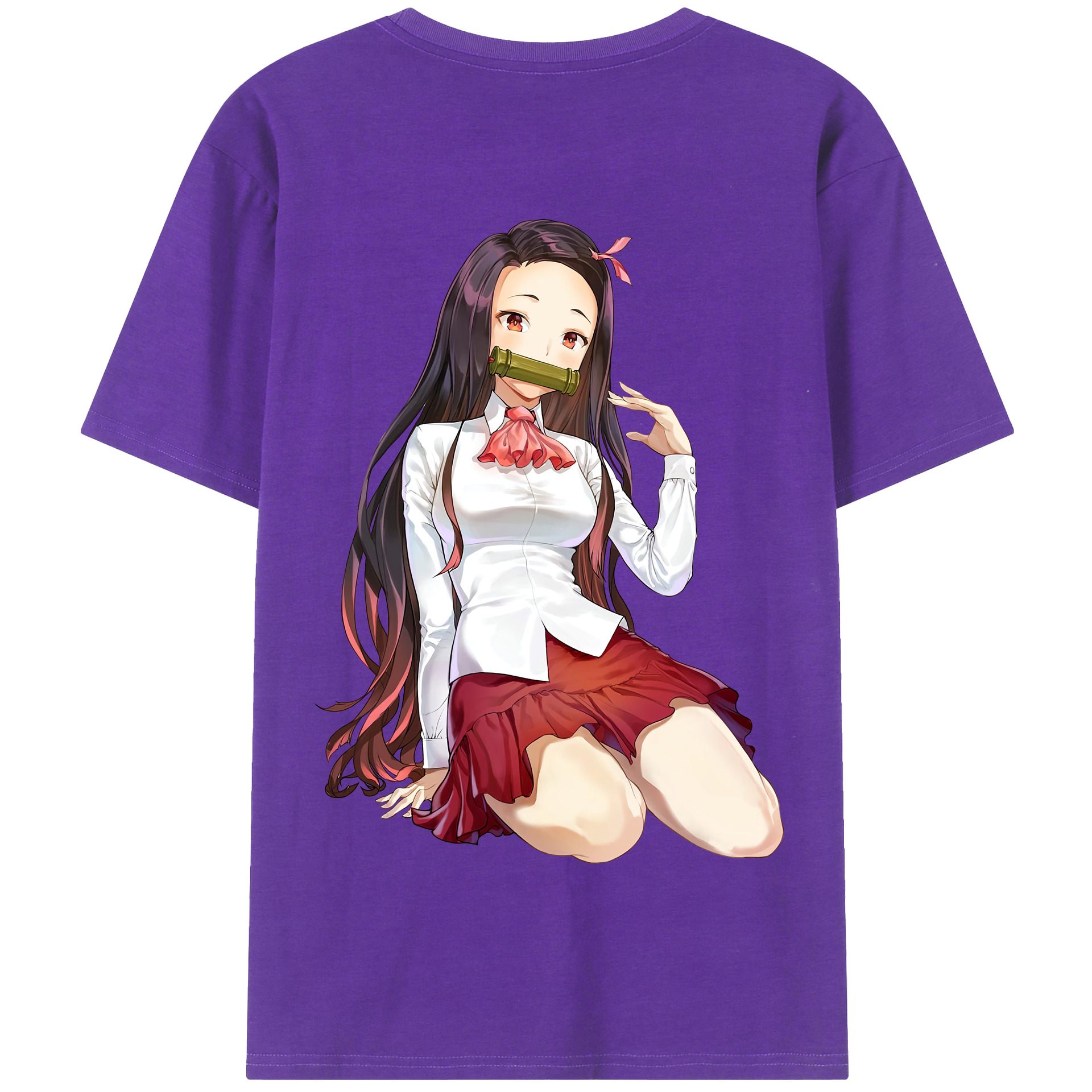 （画像用） 鬼滅の刃（きめつのやいば）竈門 禰󠄀豆子／かまど ねずこ Kamado Nezuko 綿100％半袖Tシャツ（背面プリント）