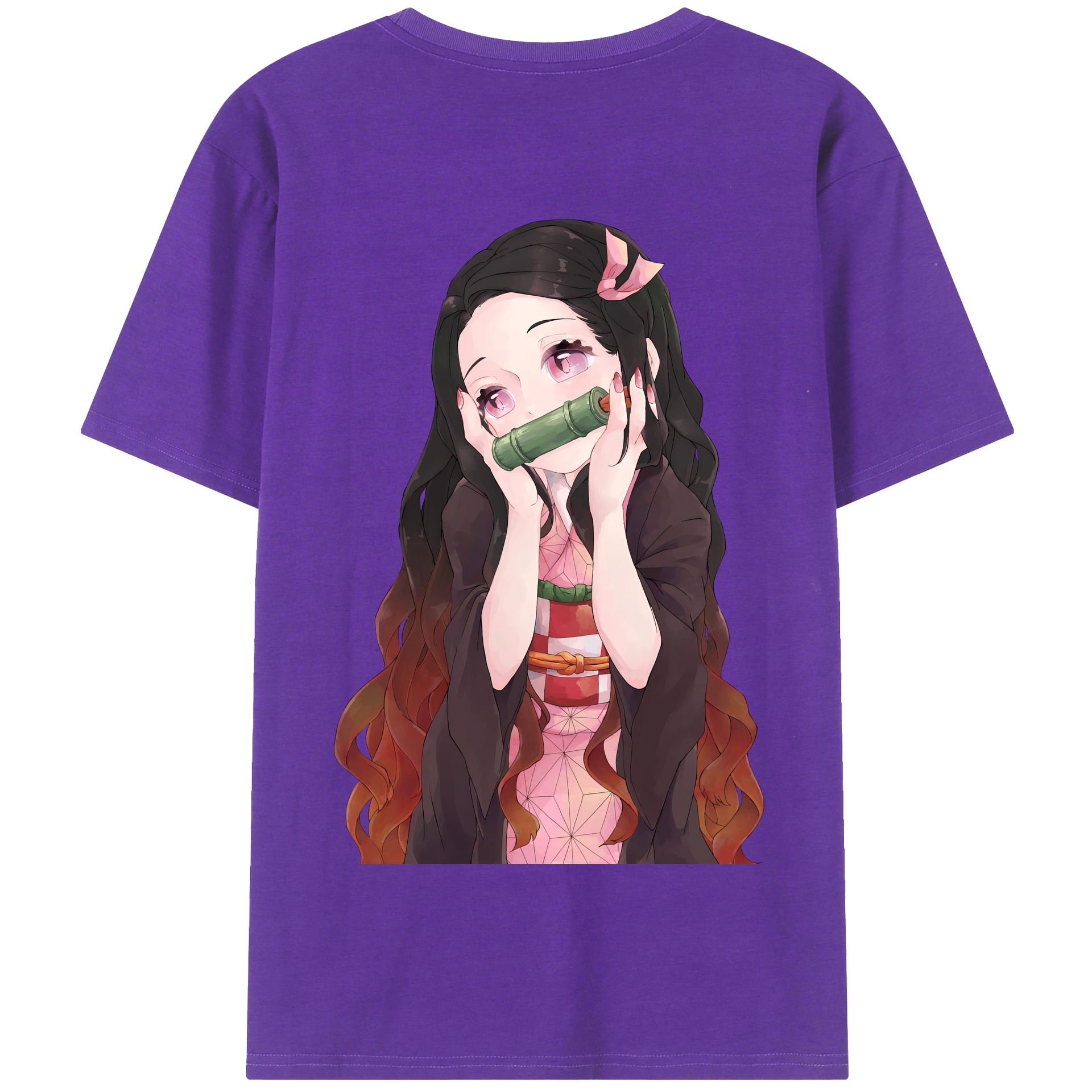 （画像用） 鬼滅の刃（きめつのやいば）竈門 禰󠄀豆子／かまど ねずこ Kamado Nezuko 綿100％半袖Tシャツ（背面プリント）