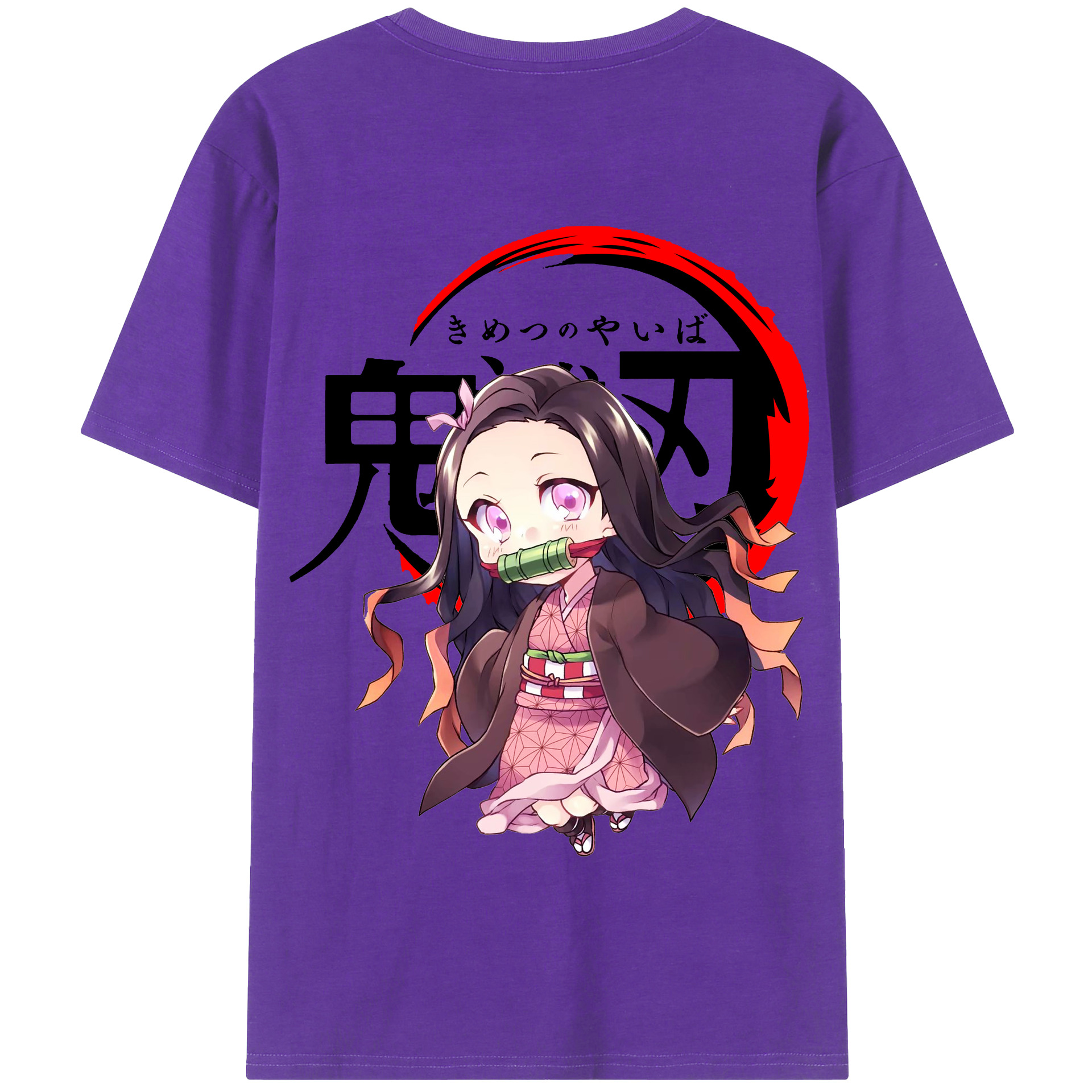 （画像用） 鬼滅の刃（きめつのやいば）竈門 禰󠄀豆子／かまど ねずこ Kamado Nezuko 綿100％半袖Tシャツ（背面プリント）