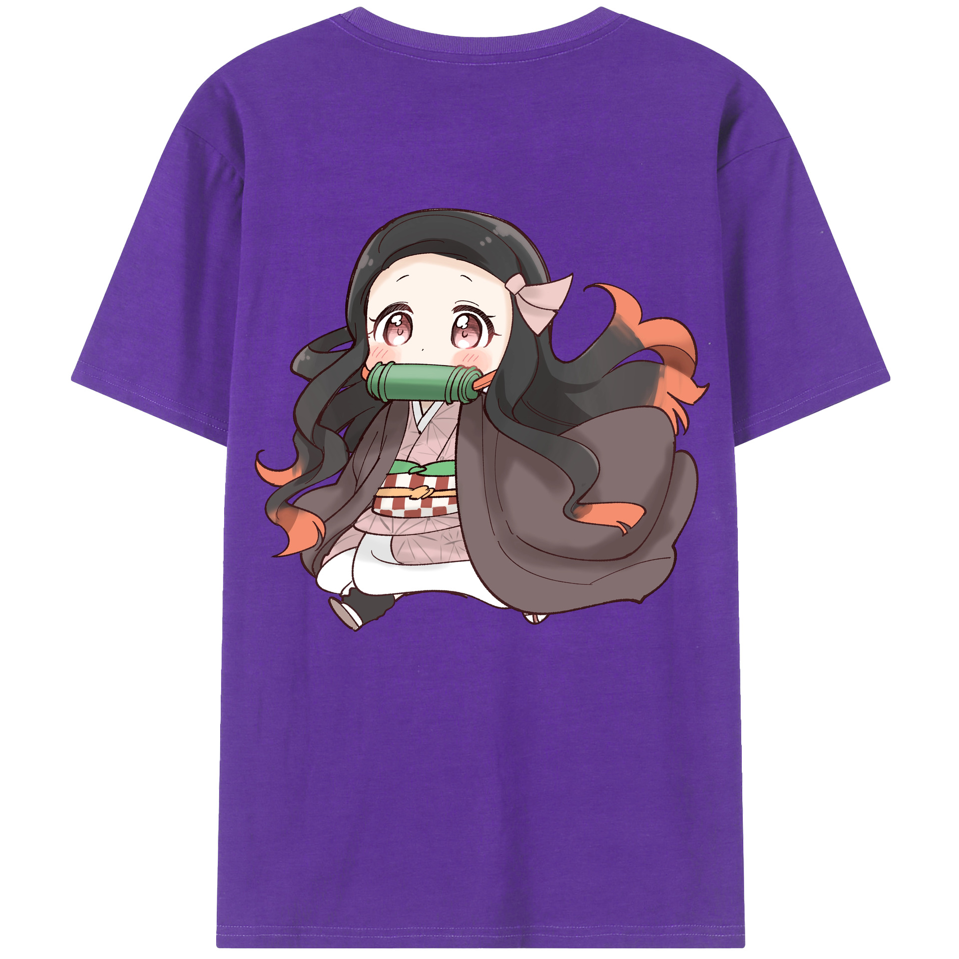 （画像用） 鬼滅の刃（きめつのやいば）竈門 禰󠄀豆子／かまど ねずこ Kamado Nezuko 綿100％半袖Tシャツ（背面プリント）
