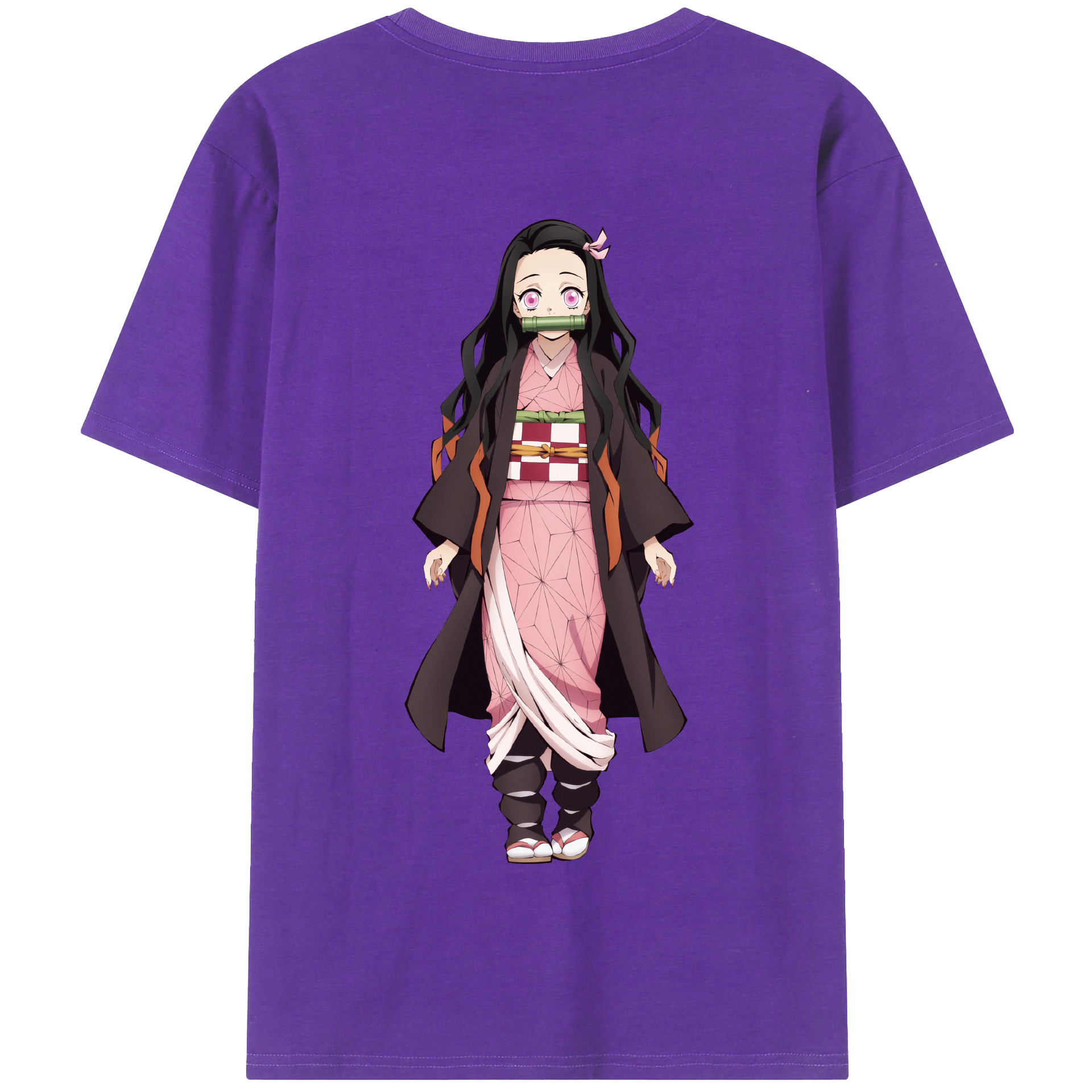 （画像用） 鬼滅の刃（きめつのやいば）竈門 禰󠄀豆子／かまど ねずこ Kamado Nezuko 綿100％半袖Tシャツ（背面プリント）