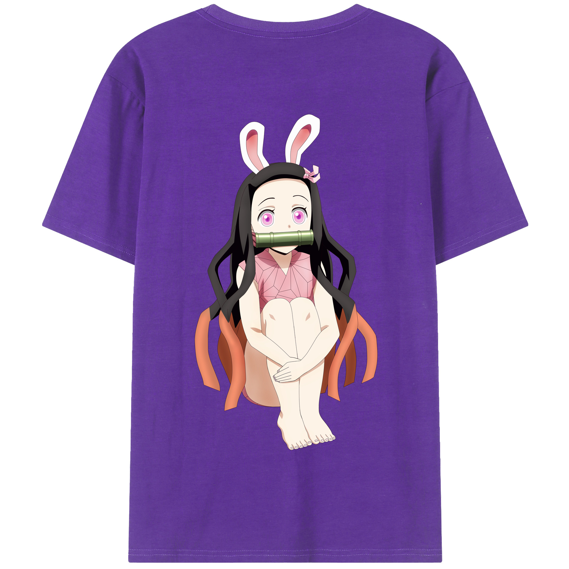 （画像用） 鬼滅の刃（きめつのやいば）竈門 禰󠄀豆子／かまど ねずこ Kamado Nezuko 綿100％半袖Tシャツ（背面プリント）