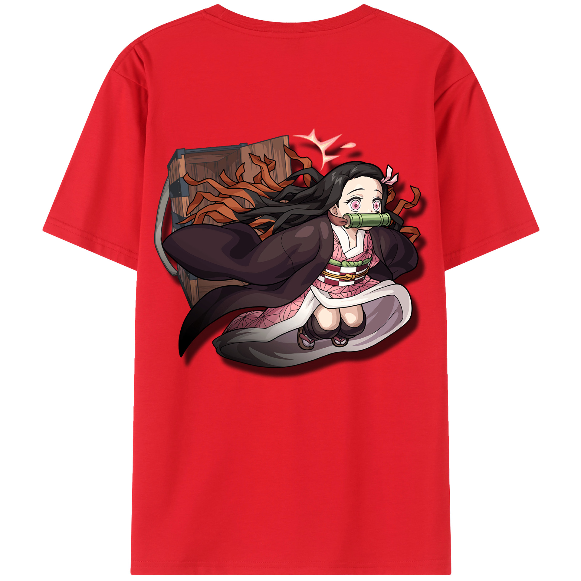 （画像用） 鬼滅の刃（きめつのやいば）竈門 禰󠄀豆子／かまど ねずこ Kamado Nezuko 綿100％半袖Tシャツ（背面プリント）