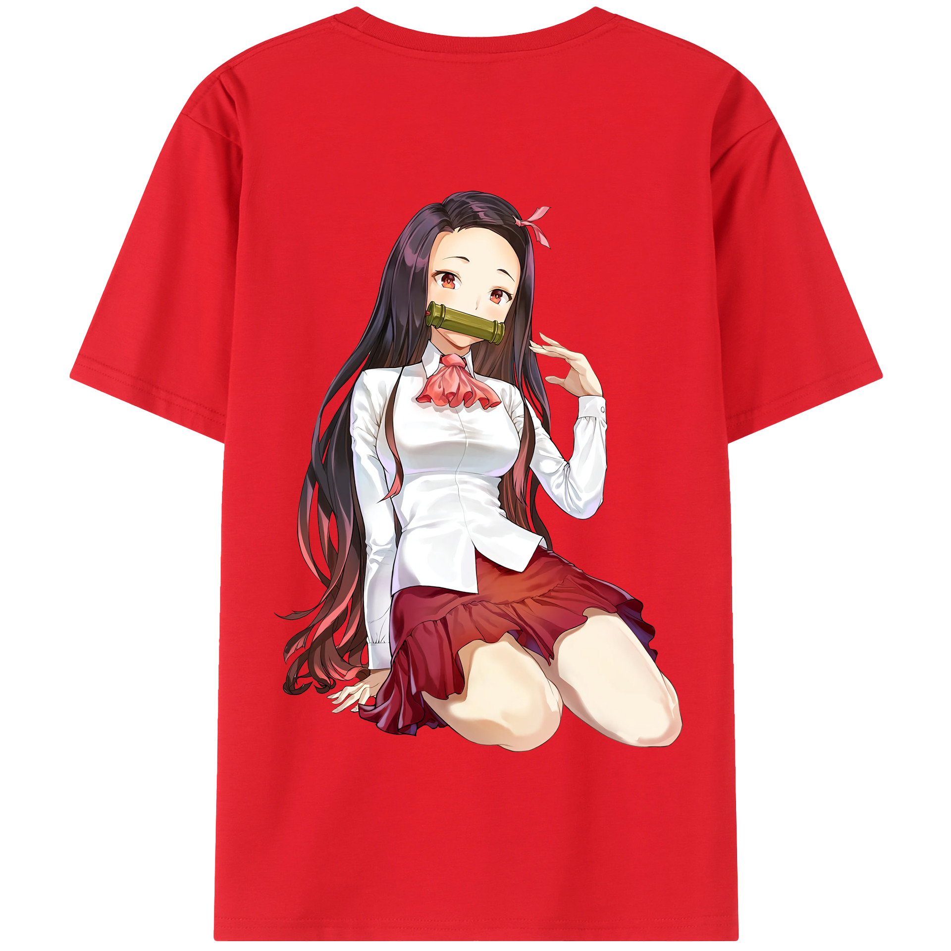 （画像用） 鬼滅の刃（きめつのやいば）竈門 禰󠄀豆子／かまど ねずこ Kamado Nezuko 綿100％半袖Tシャツ（背面プリント）