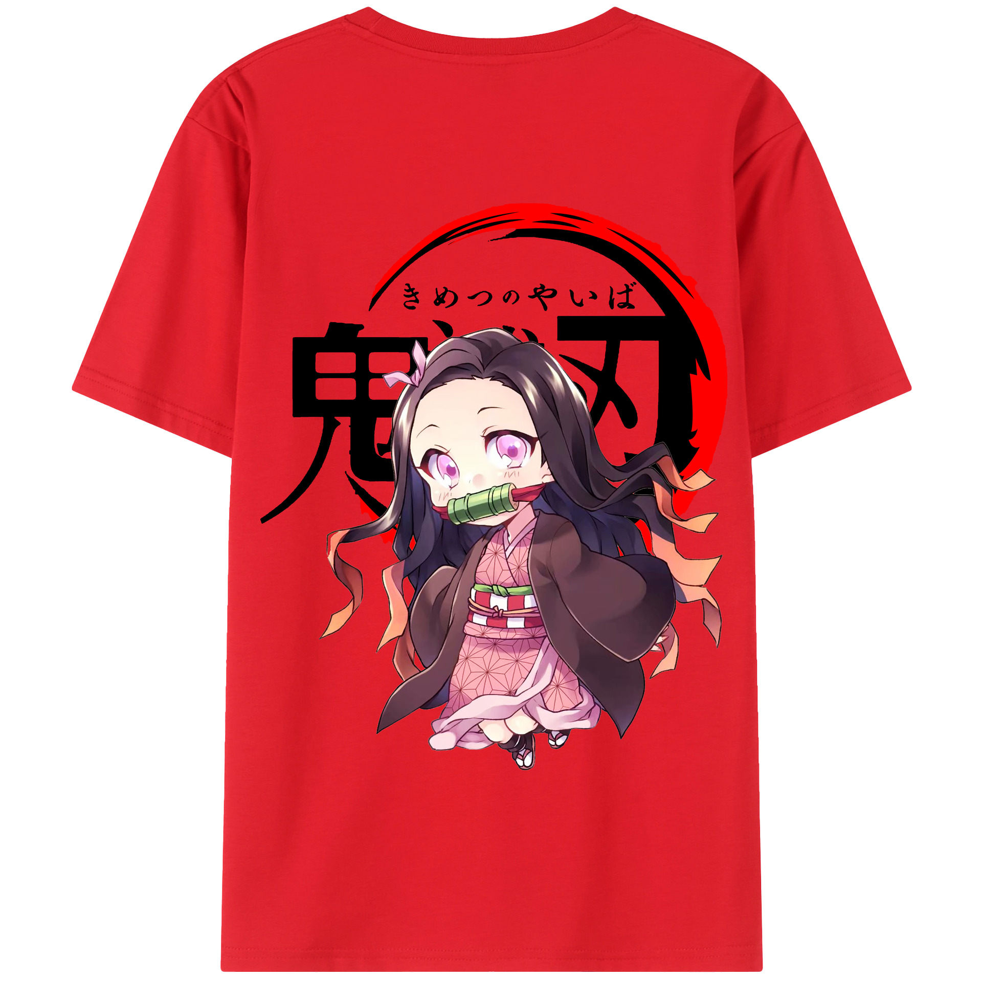 （画像用） 鬼滅の刃（きめつのやいば）竈門 禰󠄀豆子／かまど ねずこ Kamado Nezuko 綿100％半袖Tシャツ（背面プリント）