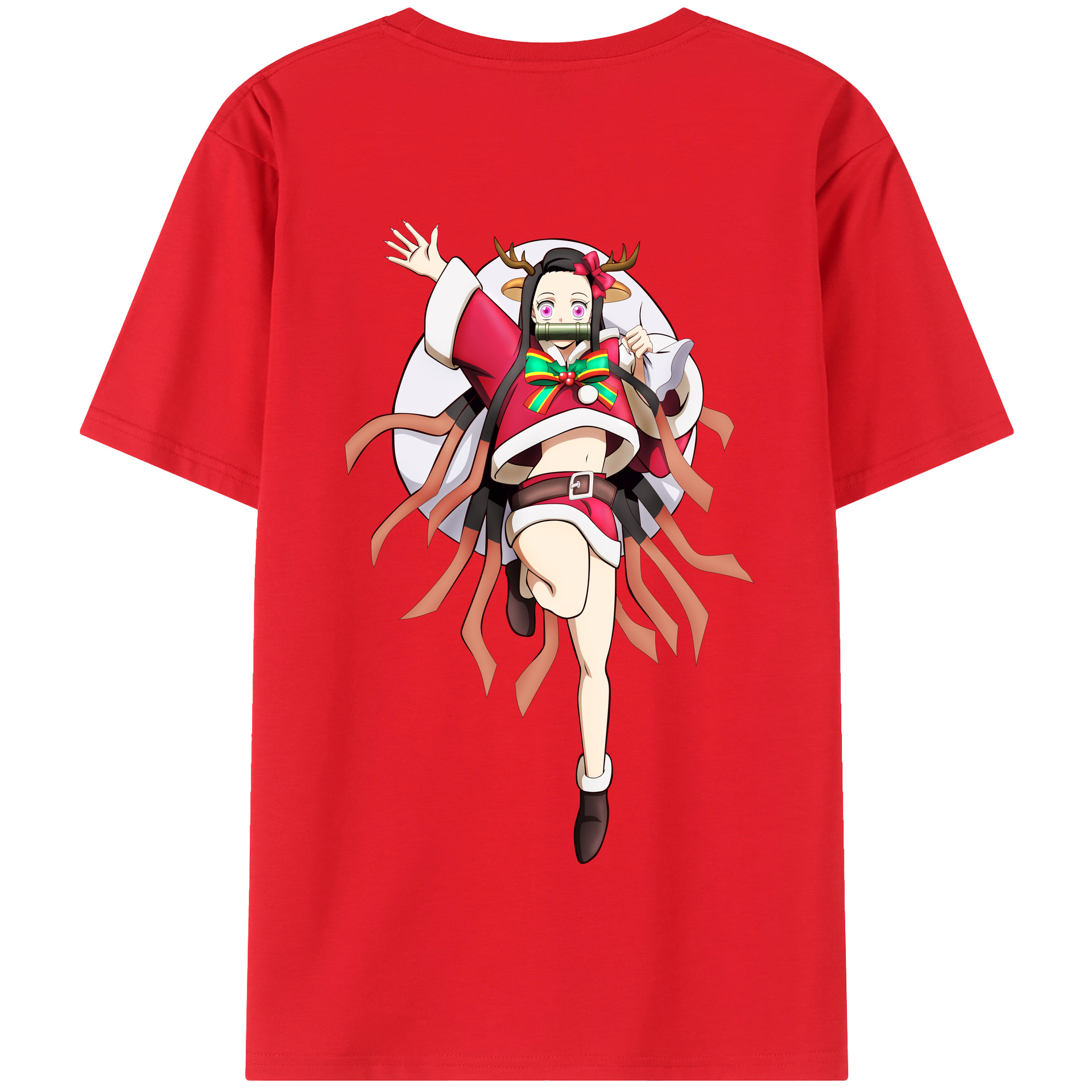 （画像用） 鬼滅の刃（きめつのやいば）竈門 禰󠄀豆子／かまど ねずこ Kamado Nezuko 綿100％半袖Tシャツ（背面プリント）