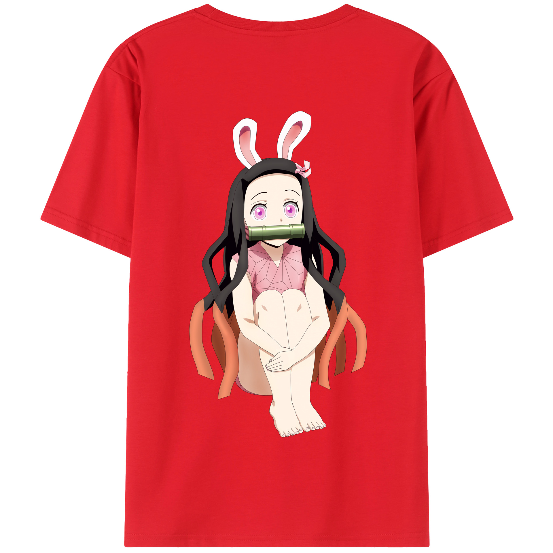 （画像用） 鬼滅の刃（きめつのやいば）竈門 禰󠄀豆子／かまど ねずこ Kamado Nezuko 綿100％半袖Tシャツ（背面プリント）