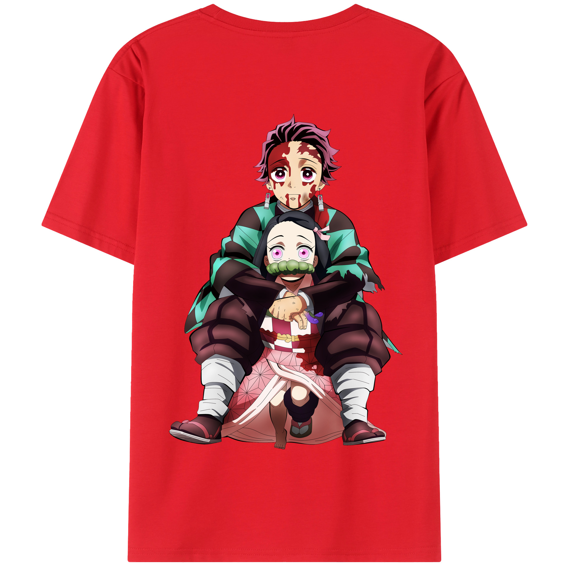 （画像用） 鬼滅の刃（きめつのやいば）竈門 禰󠄀豆子／かまど ねずこ Kamado Nezuko 綿100％半袖Tシャツ（背面プリント）