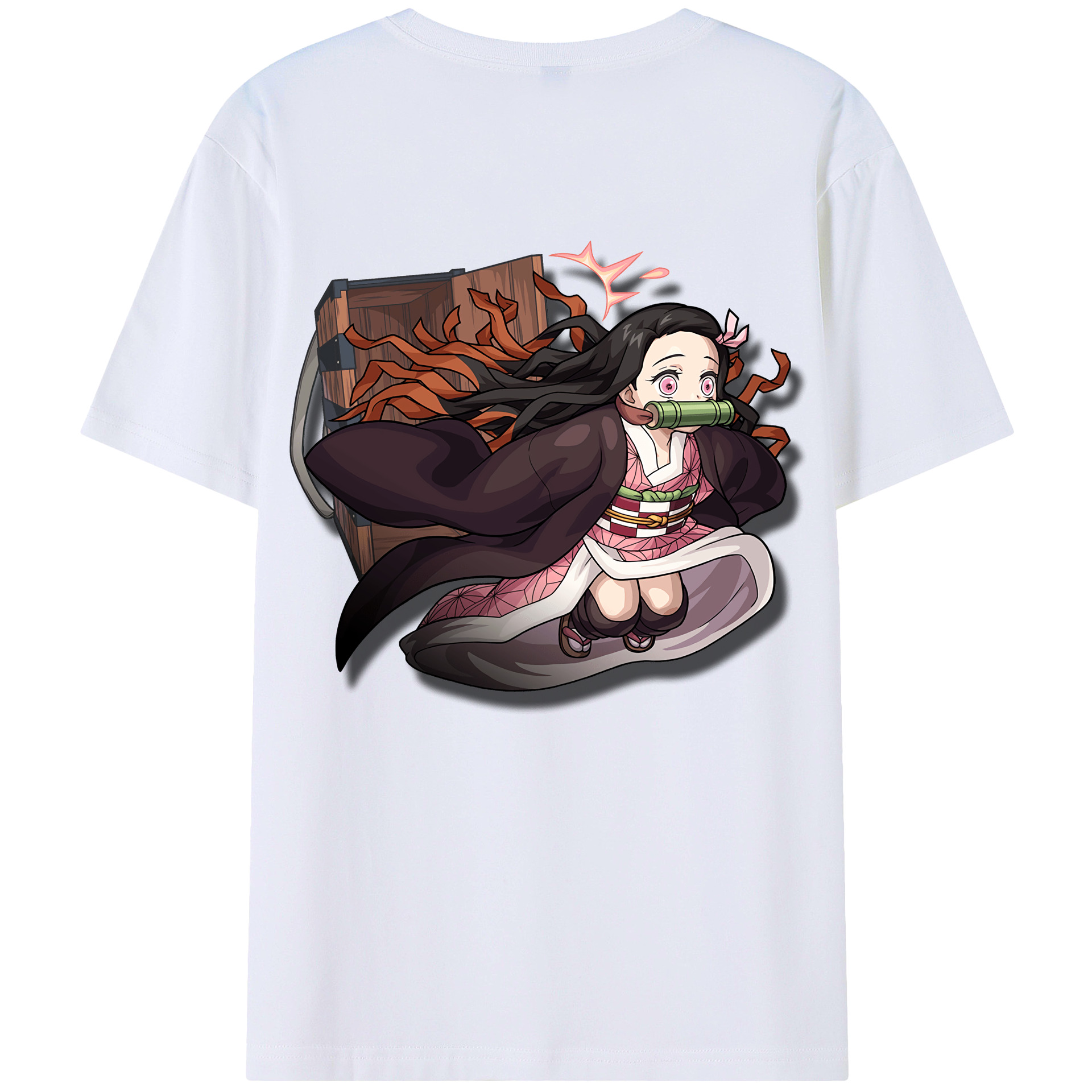 （画像用） 鬼滅の刃（きめつのやいば）竈門 禰󠄀豆子／かまど ねずこ Kamado Nezuko 綿100％半袖Tシャツ（背面プリント）