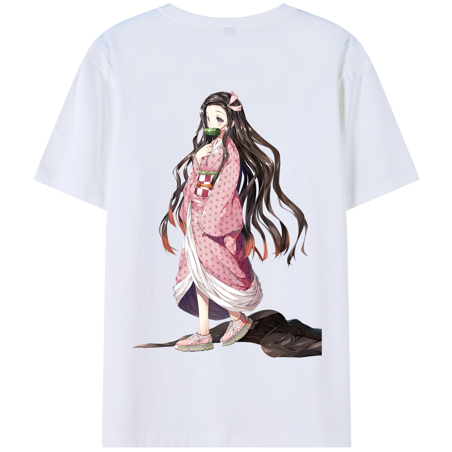 （画像用） 鬼滅の刃（きめつのやいば）竈門 禰󠄀豆子／かまど ねずこ Kamado Nezuko 綿100％半袖Tシャツ（背面プリント）
